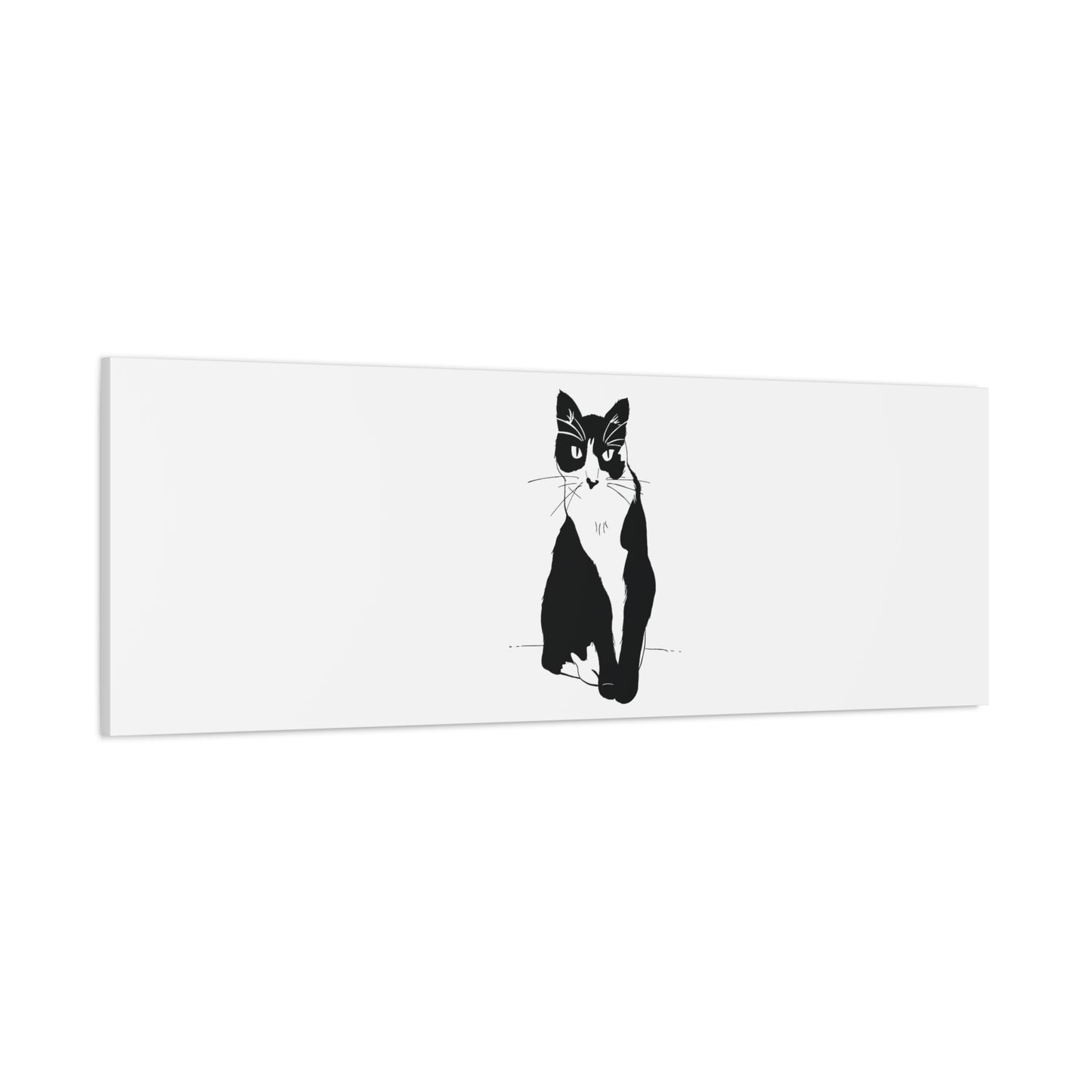Cat Canvas Print on White (Transparent Style Cat) - Cat Drawing Art