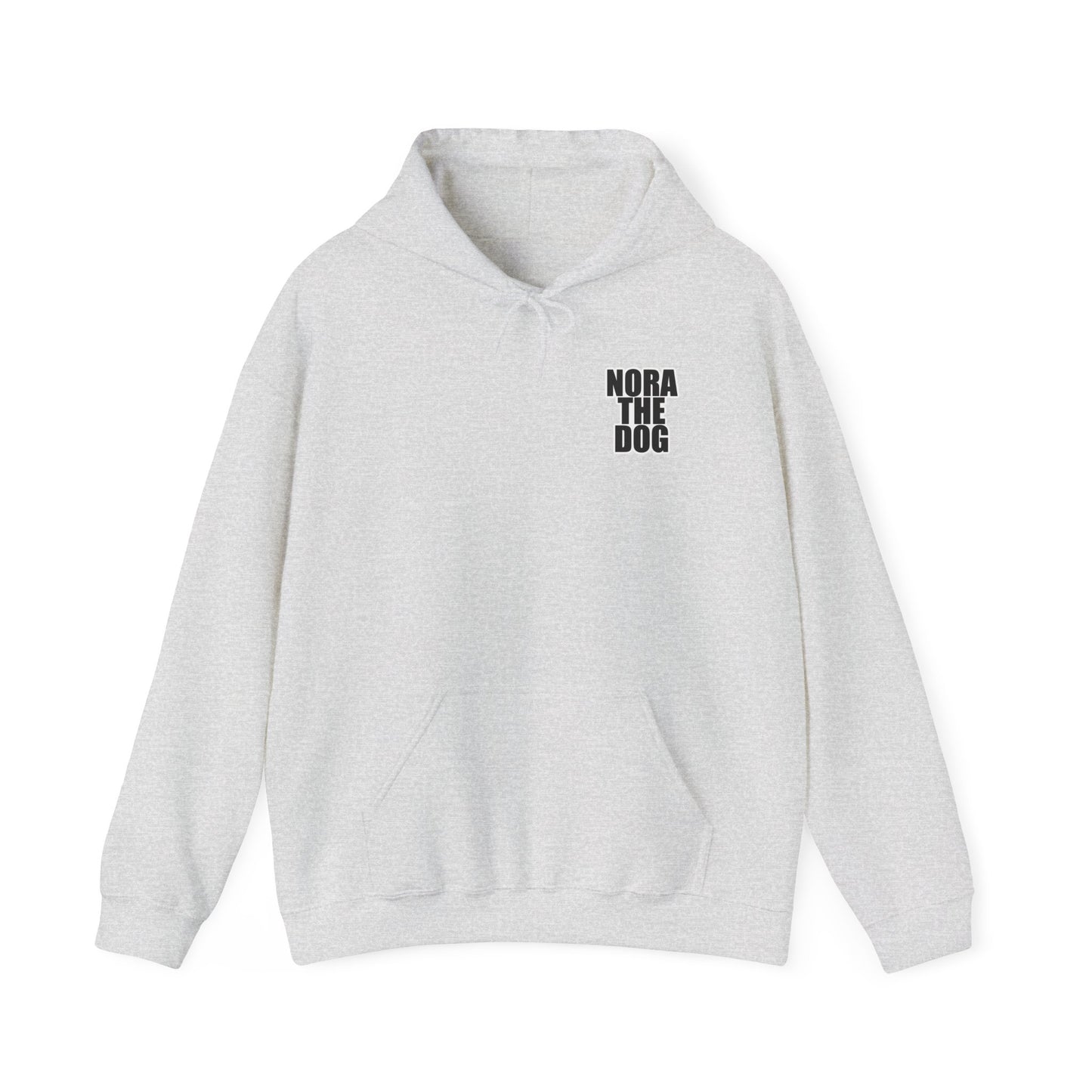 Nora the Dog Heart Hoodie Back Design (Sticker Style Nora) - Nora Hooded Sweatshirt