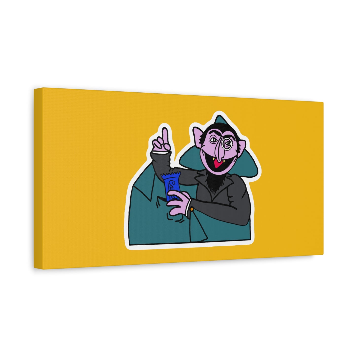 The Count Stealing Candy Canvas Print Yellow - Sesame Street The Count Parody Art