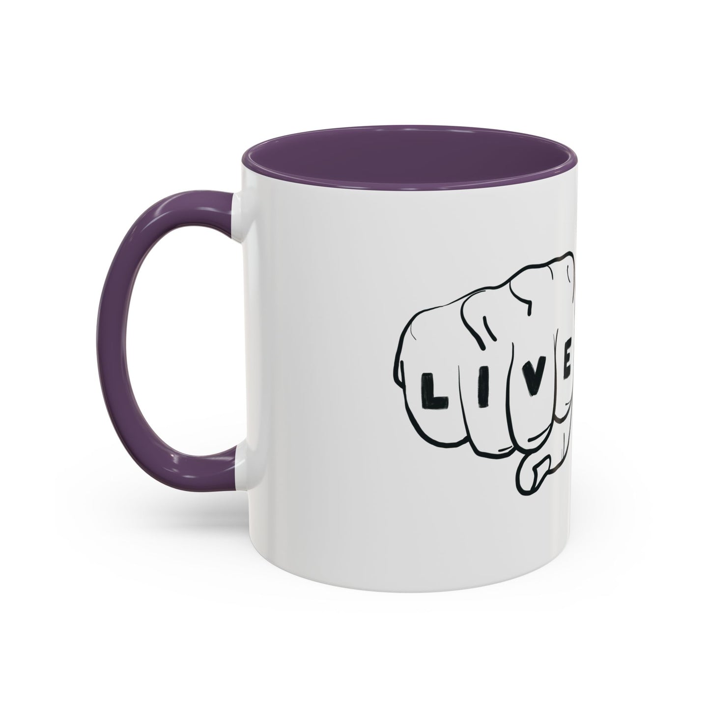 Live Loud Knuckle Tats Tattooed Fists Accent Mug