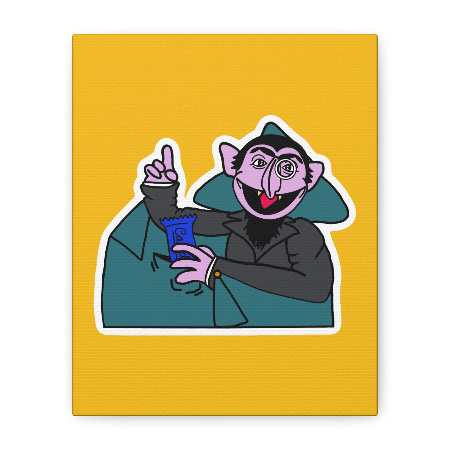 The Count Stealing Candy Canvas Print Yellow - Sesame Street The Count Parody Art