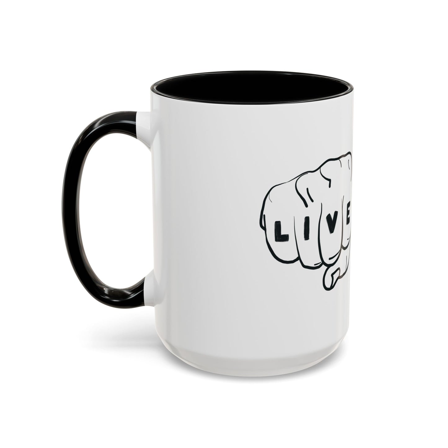 Live Loud Knuckle Tats Tattooed Fists Accent Mug