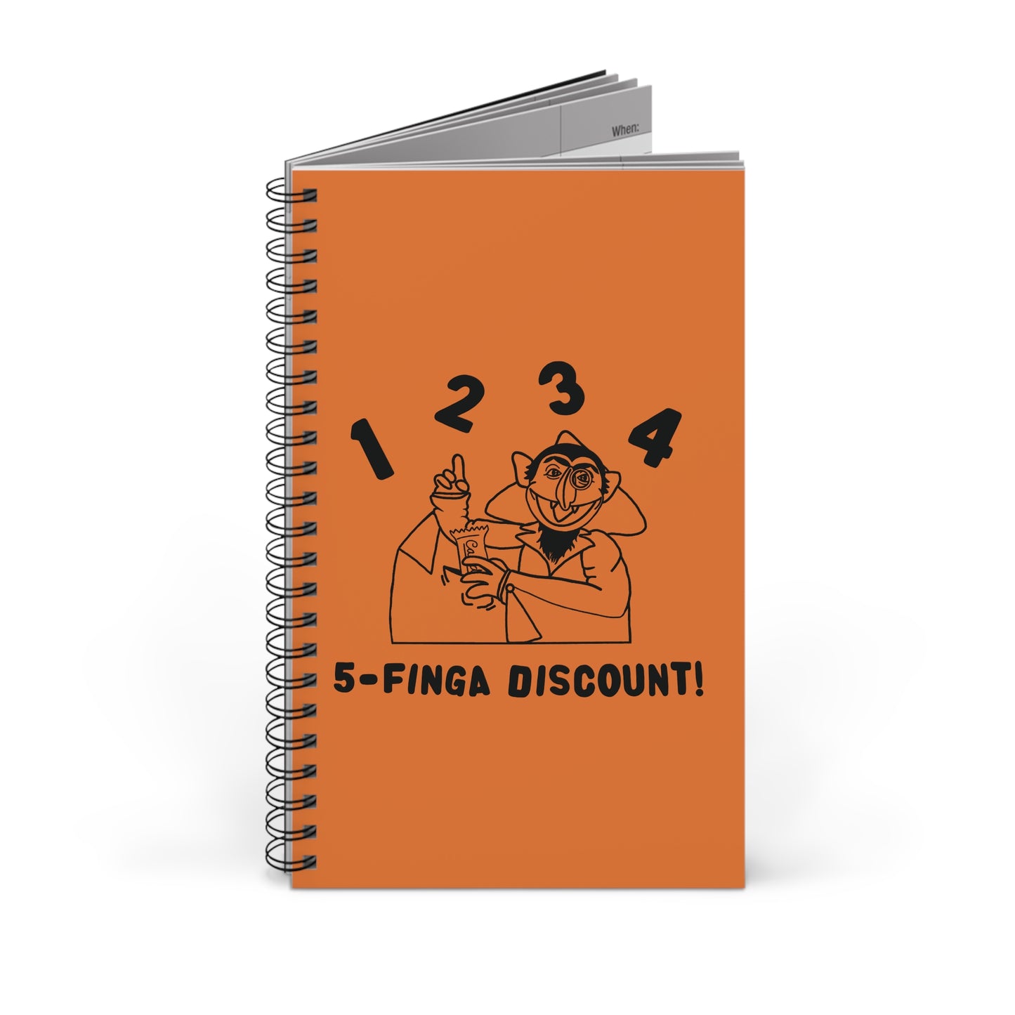 Five Finger Discount Outline Notebook Light Orange - Sesame Street The Count Parody Spiral Notebook