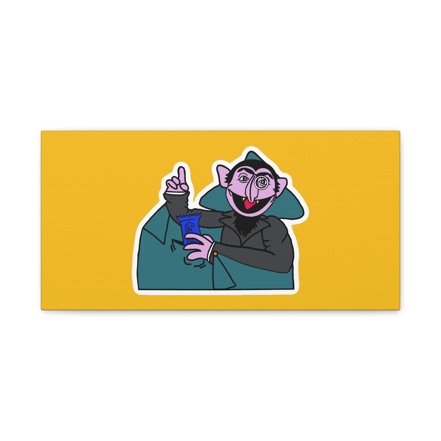 The Count Stealing Candy Canvas Print Yellow - Sesame Street The Count Parody Art