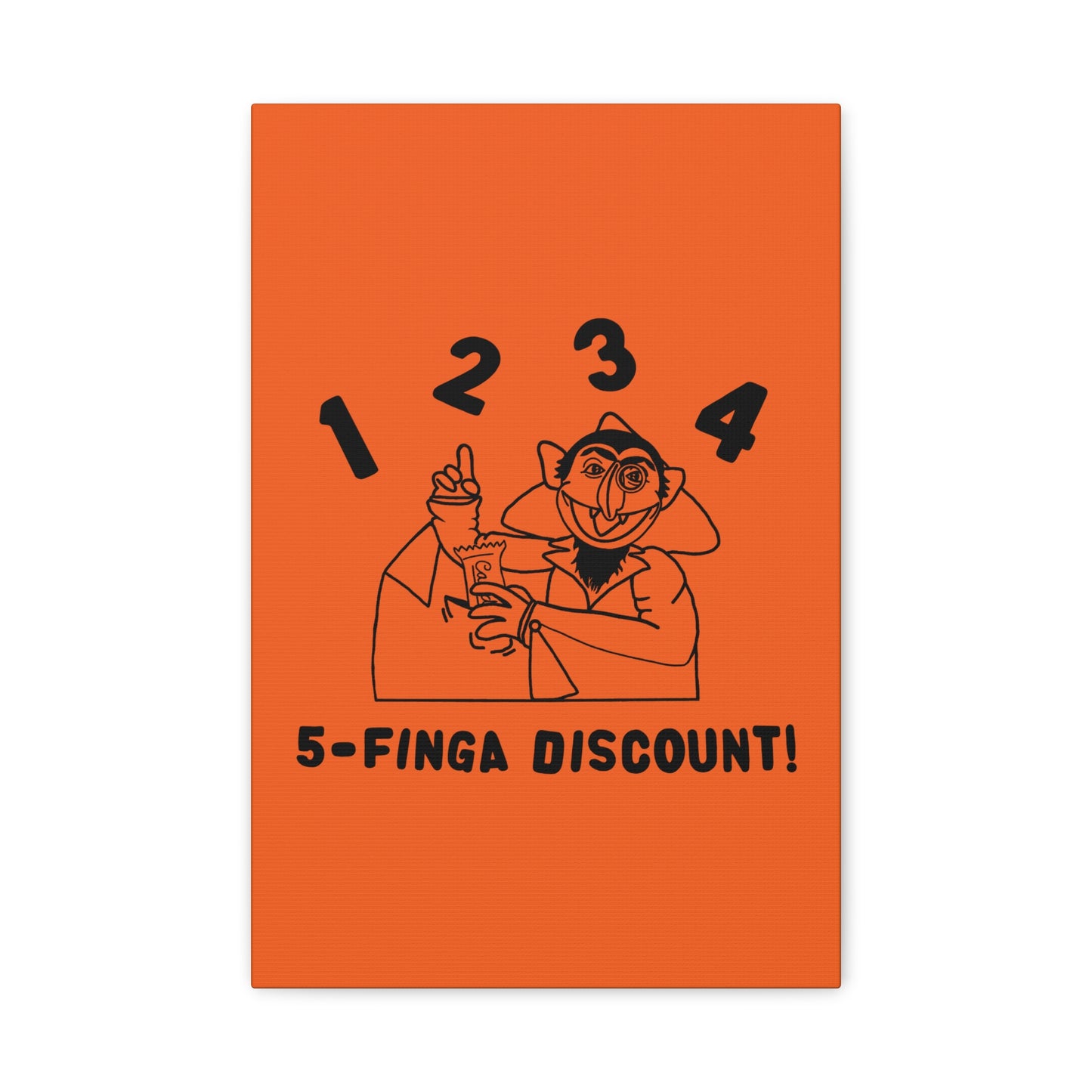 Five Finger Discount Outline Canvas Print Orange - Sesame Street The Count Parody Art Print