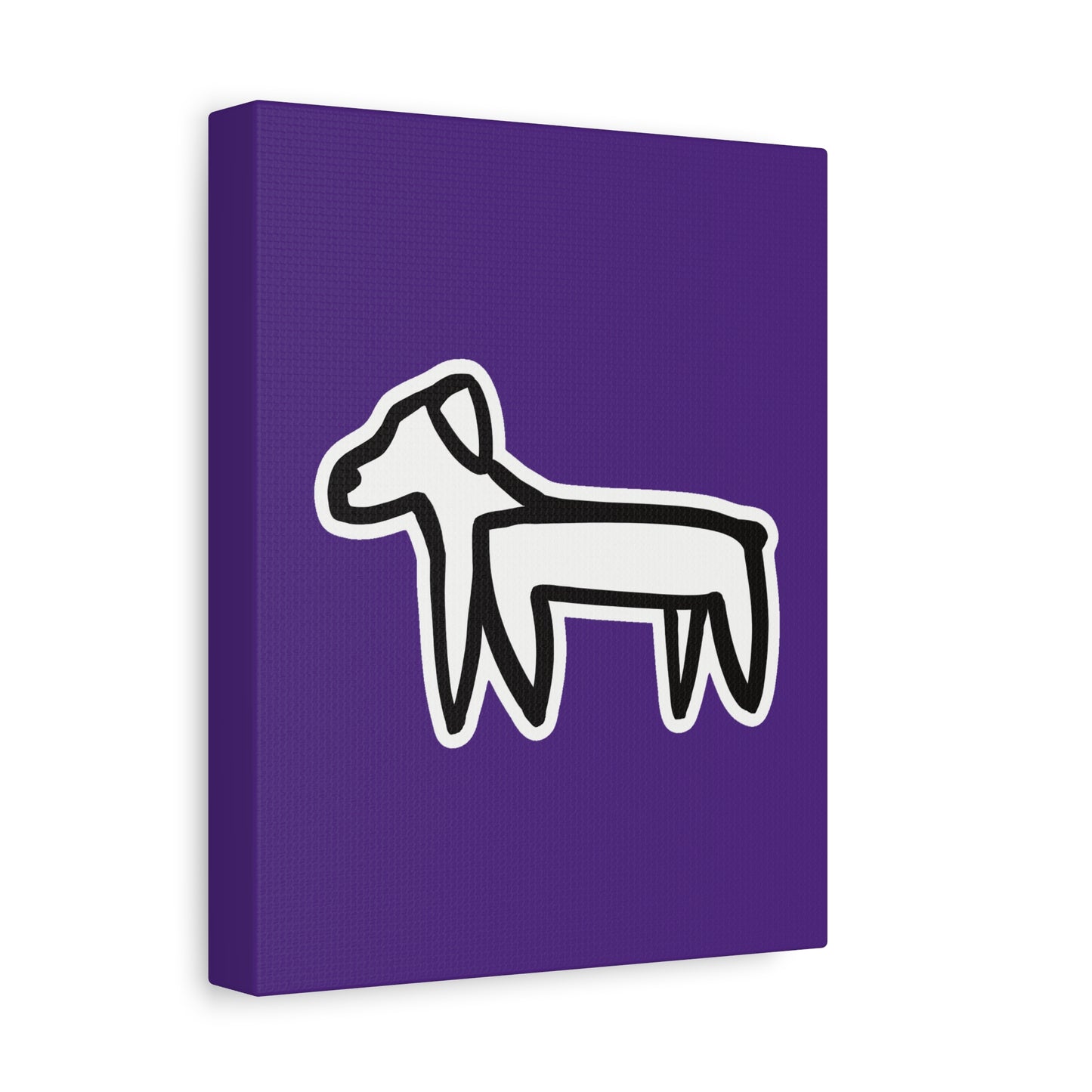 Dog Canvas Print on Purple (Sticker Style White Dog) - Dog Art Print