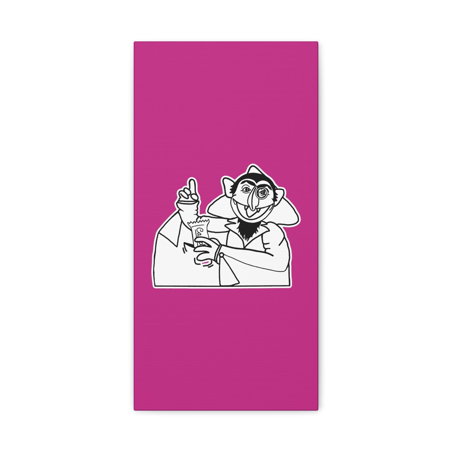 The Count Stealing Candy Outline Canvas Print Pink - Sesame Street The Count Parody Art