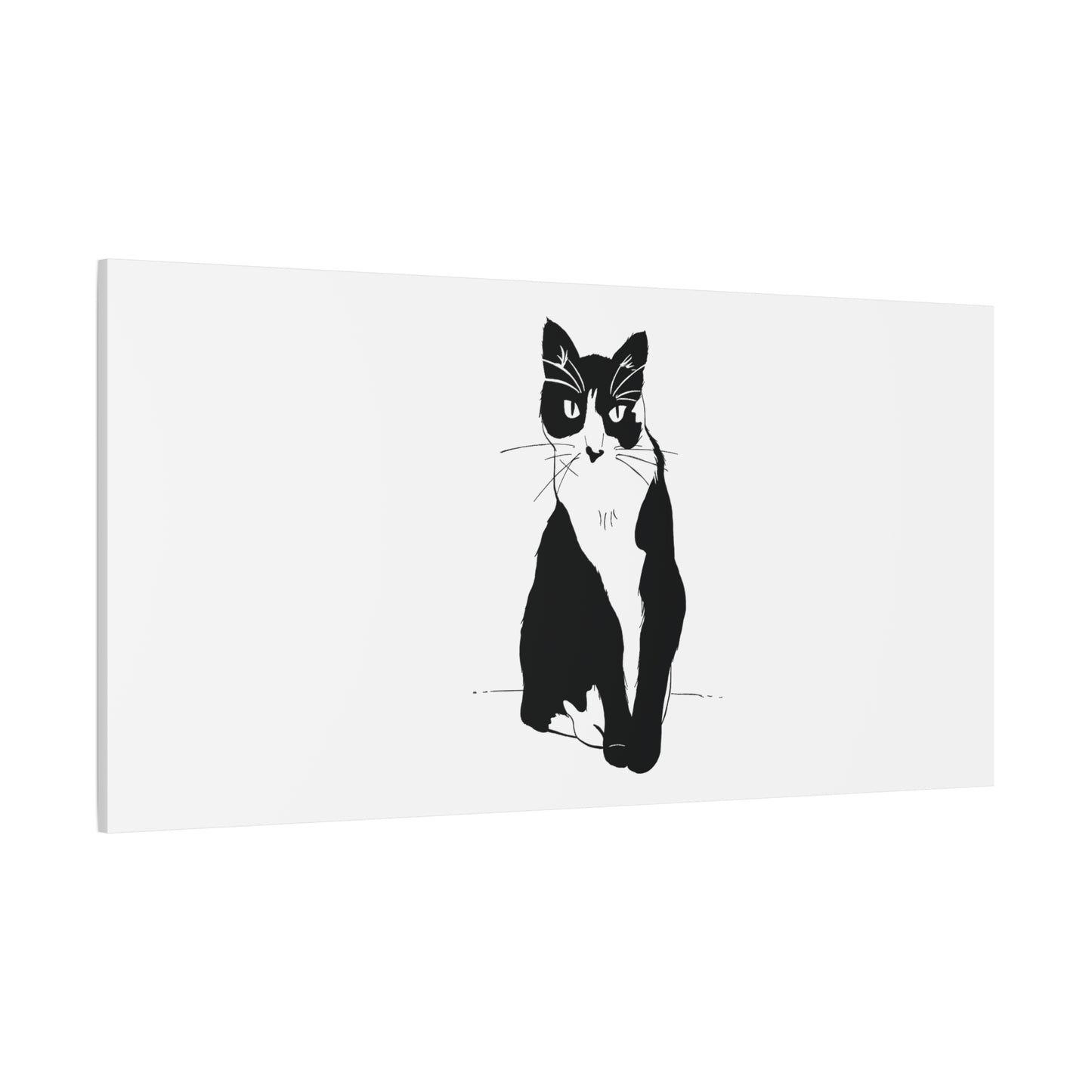 Cat Canvas Print on White (Transparent Style Cat) - Cat Drawing Art