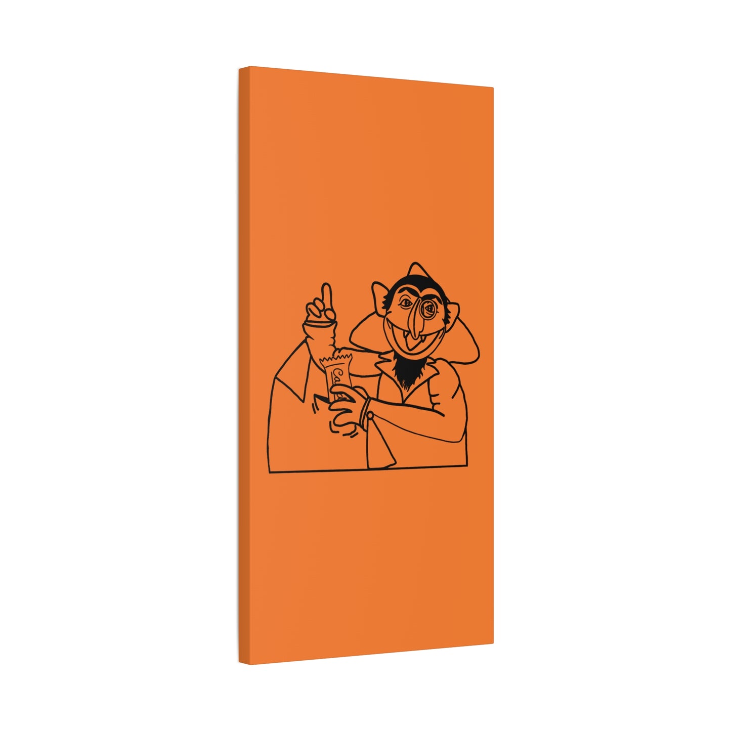 The Count Stealing Candy Outline Canvas Print Light Orange - Sesame Street The Count Parody Art