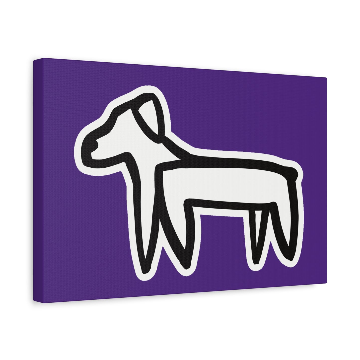 Dog Canvas Print on Purple (Sticker Style White Dog) - Dog Art Print