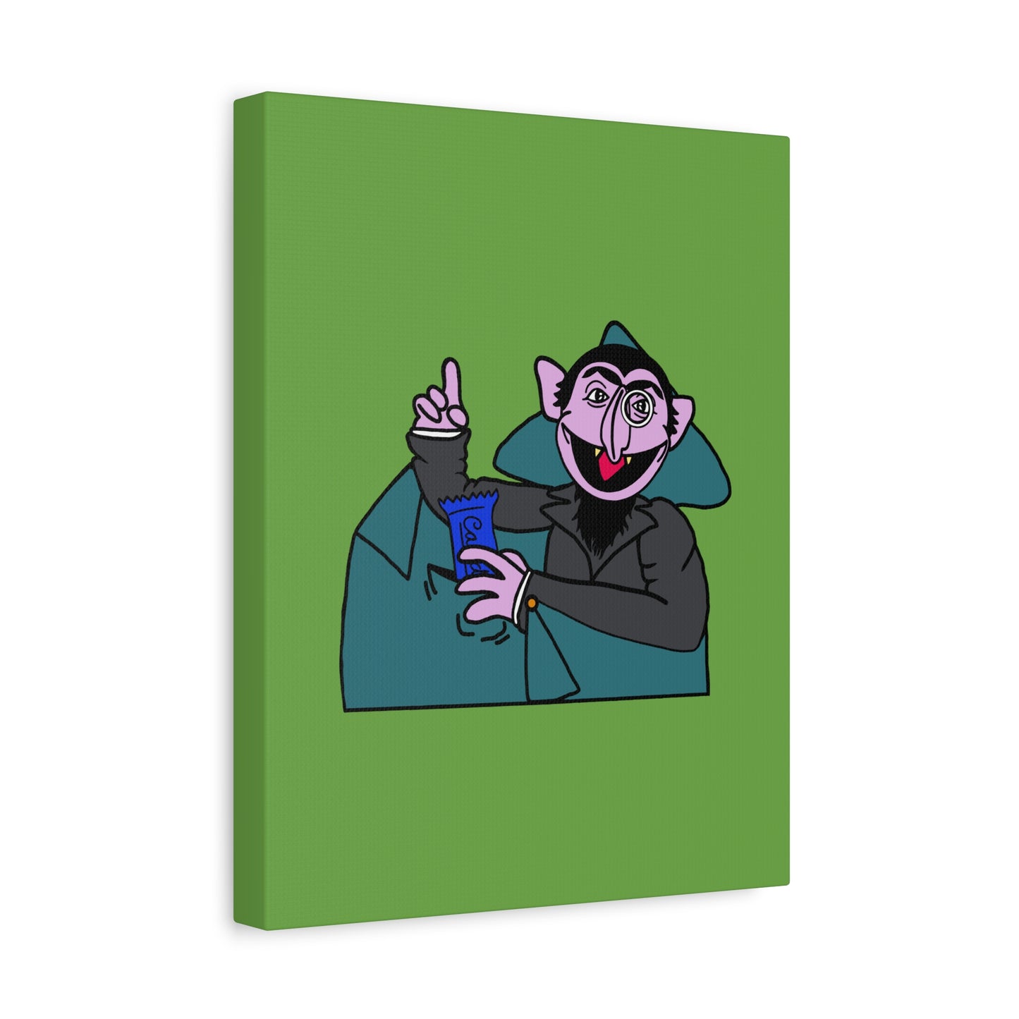 The Count Stealing Candy Canvas Print Green - Sesame Street The Count Parody Art