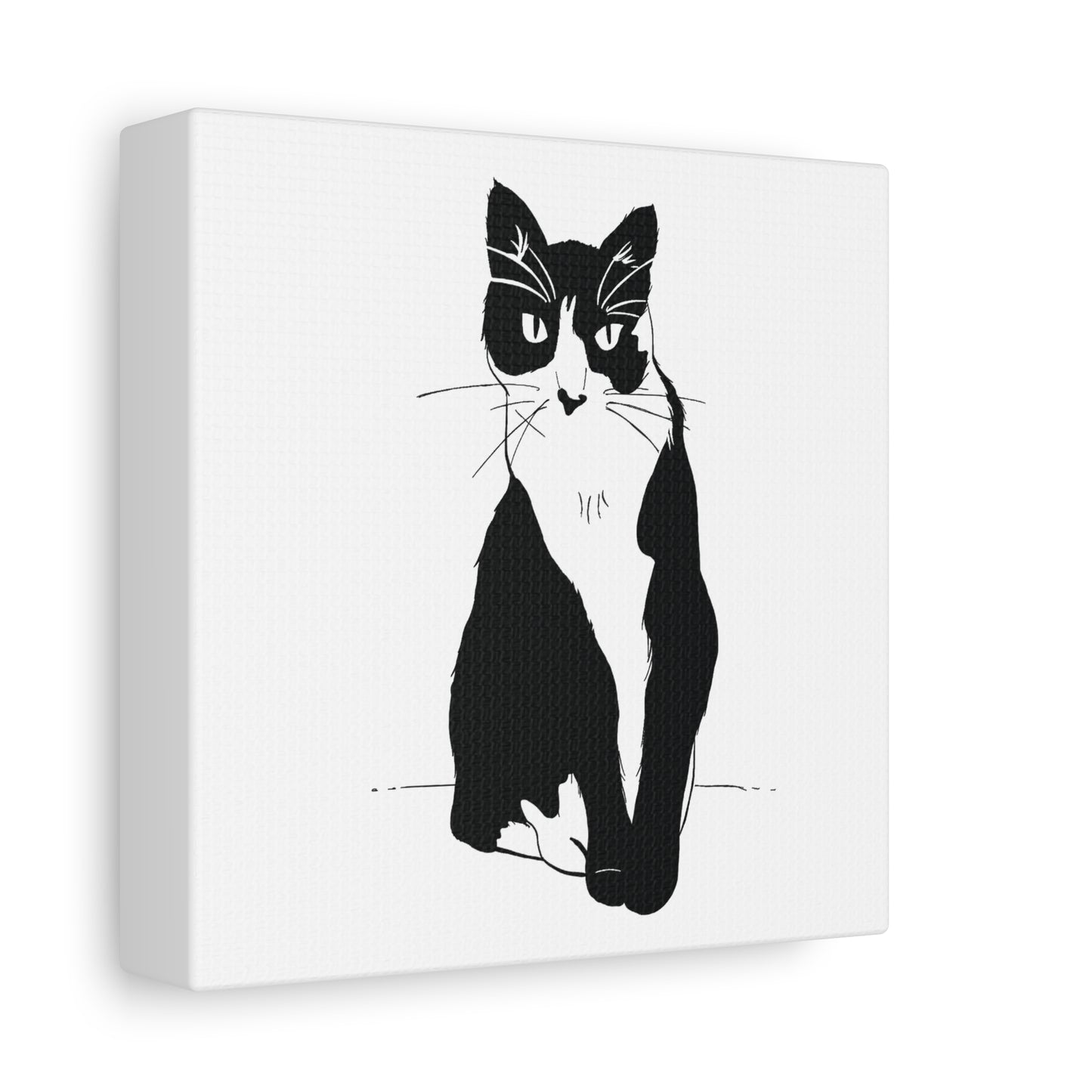 Cat Canvas Print on White (Transparent Style Cat) - Cat Drawing Art