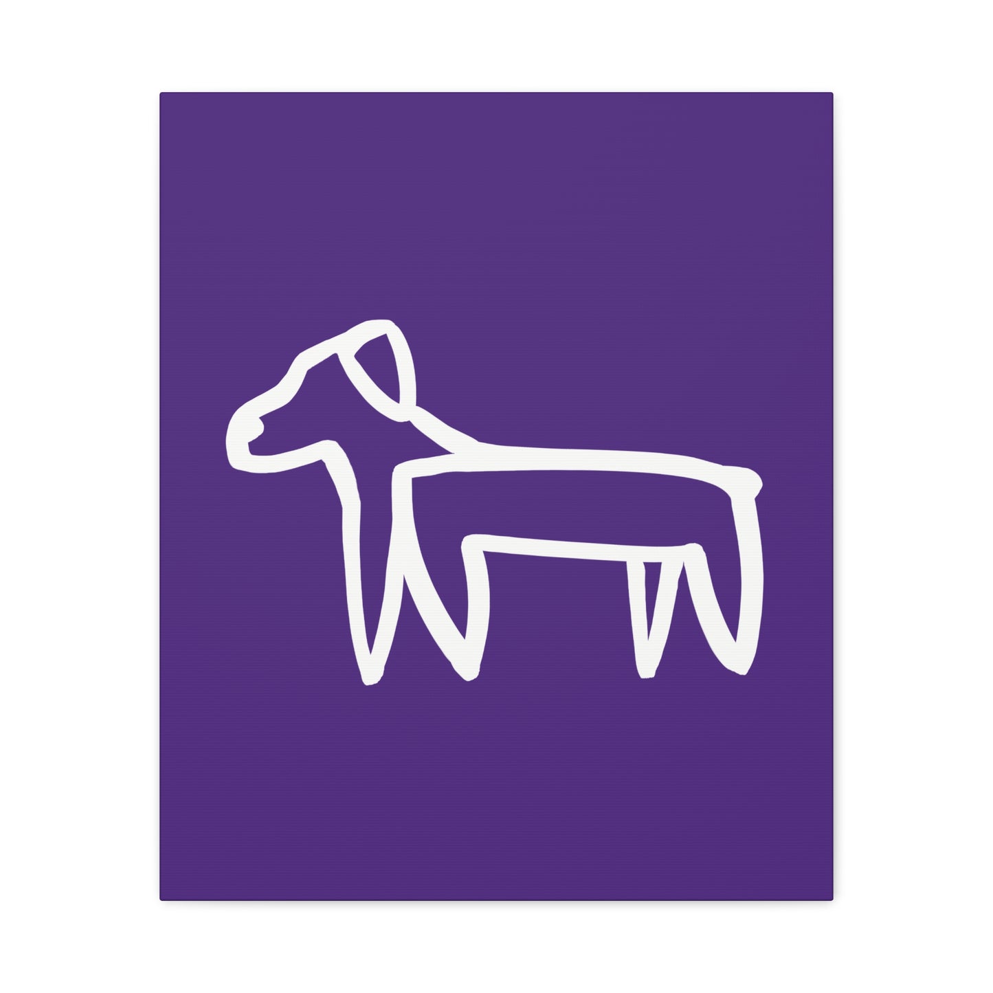 Dog Canvas Print on Purple (Transparent Style White Dog) - Dog Art Print