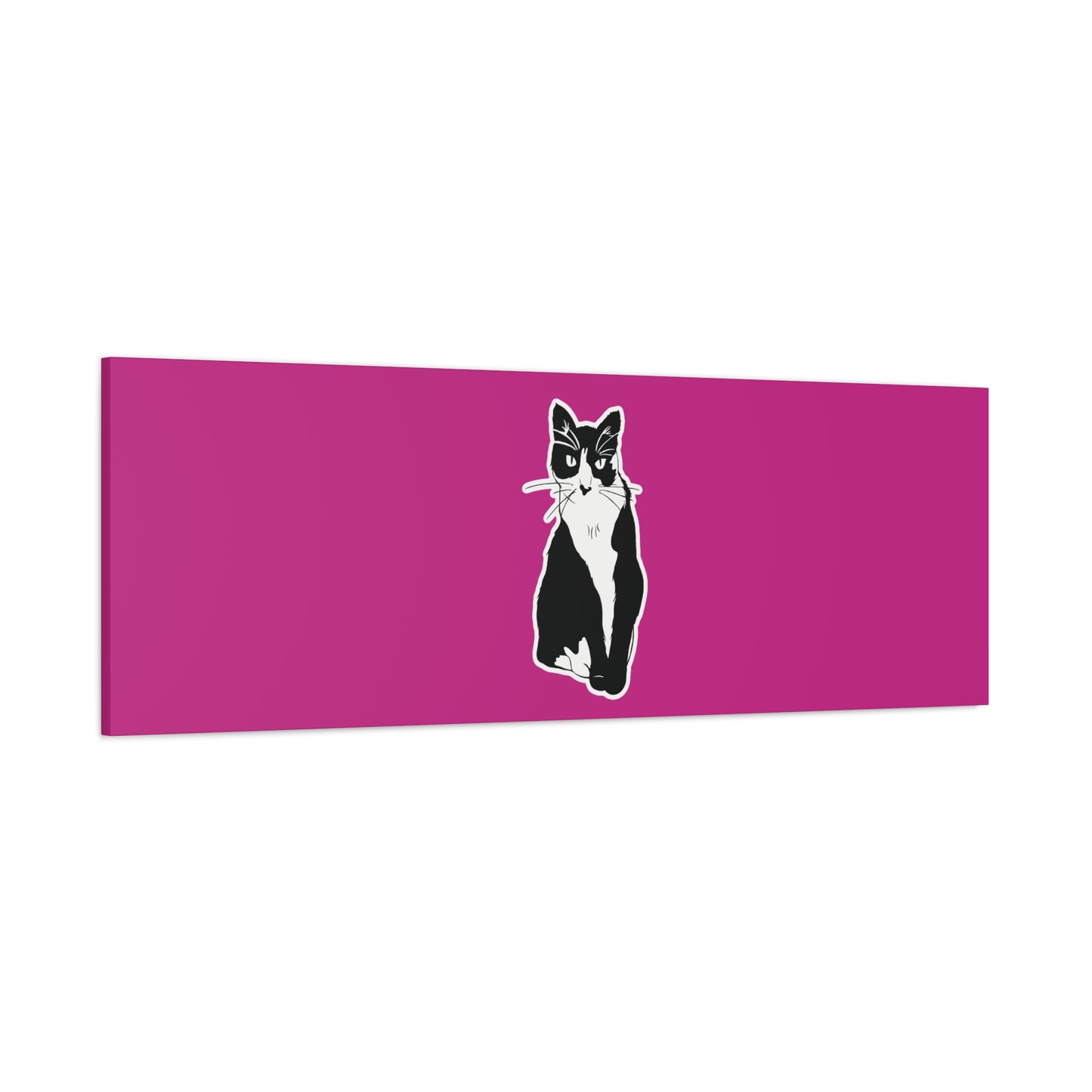 Cat Canvas on Pink (Sticker Style Cat) - Cat Drawing Art