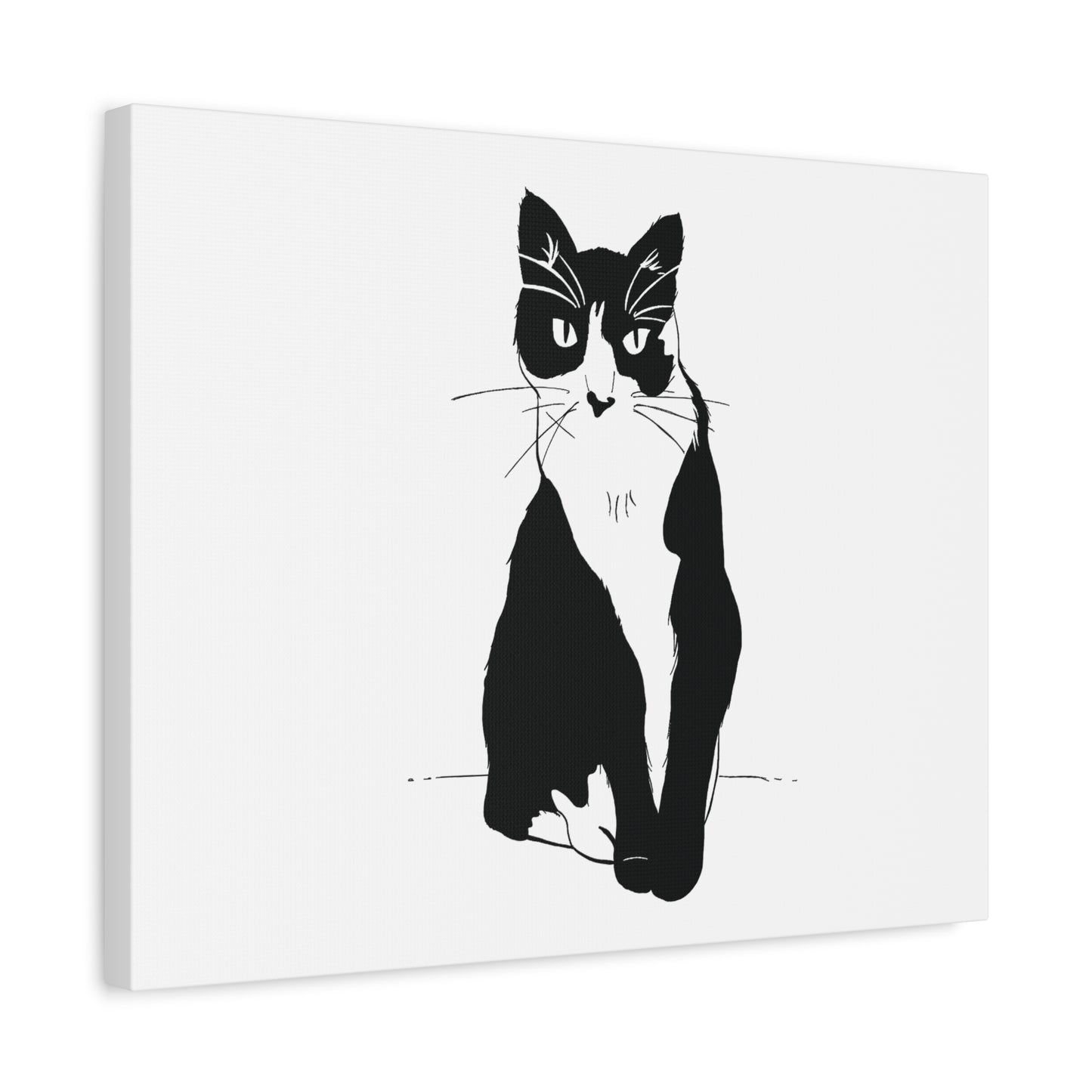 Cat Canvas Print on White (Transparent Style Cat) - Cat Drawing Art
