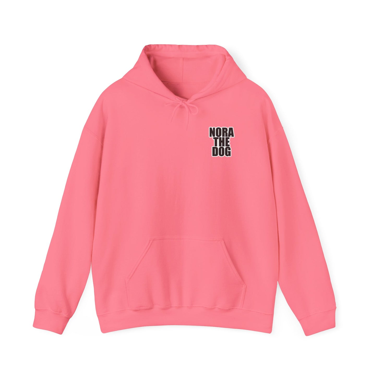 Nora the Dog Heart Hoodie Back Design (Sticker Style Nora) - Nora Hooded Sweatshirt