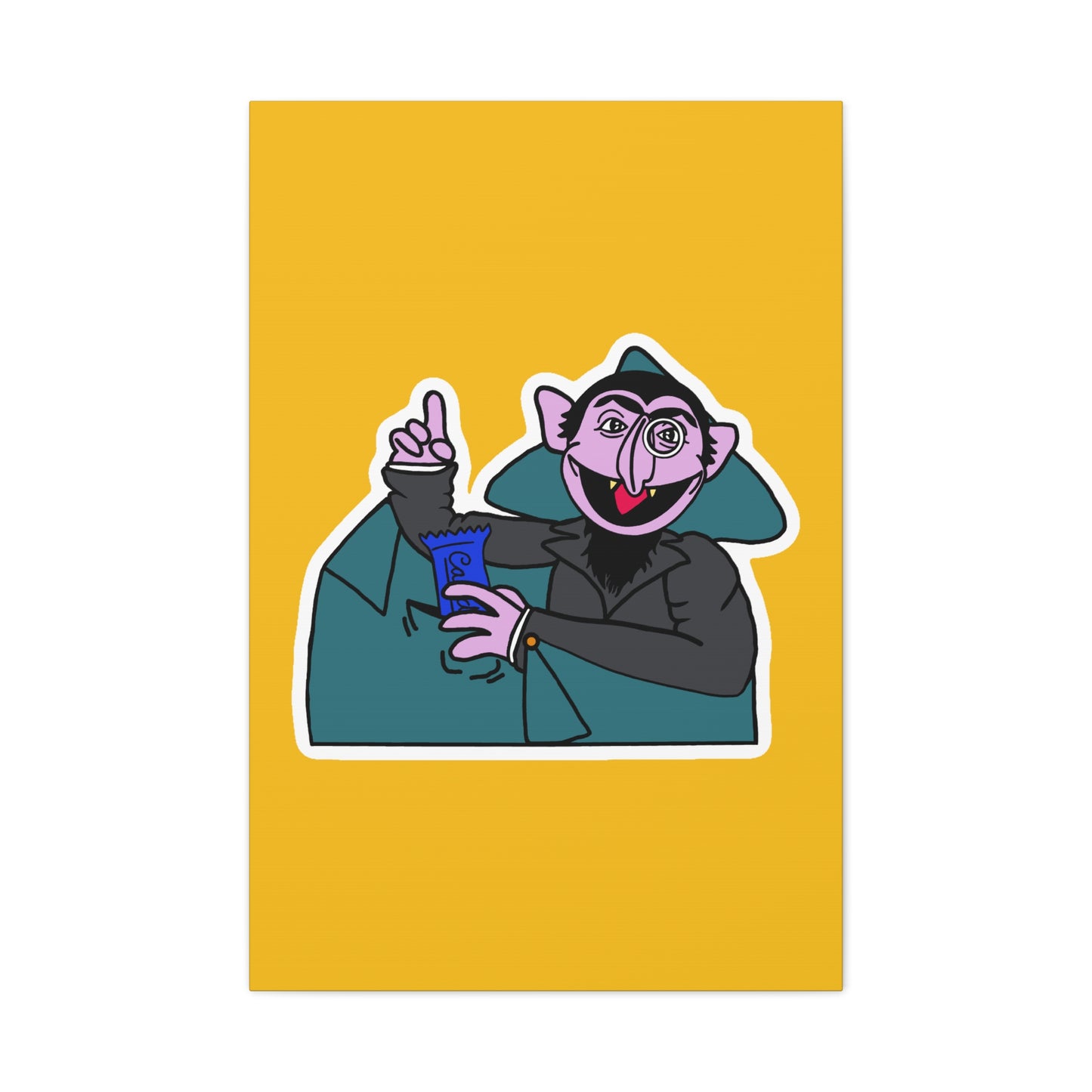 The Count Stealing Candy Canvas Print Yellow - Sesame Street The Count Parody Art
