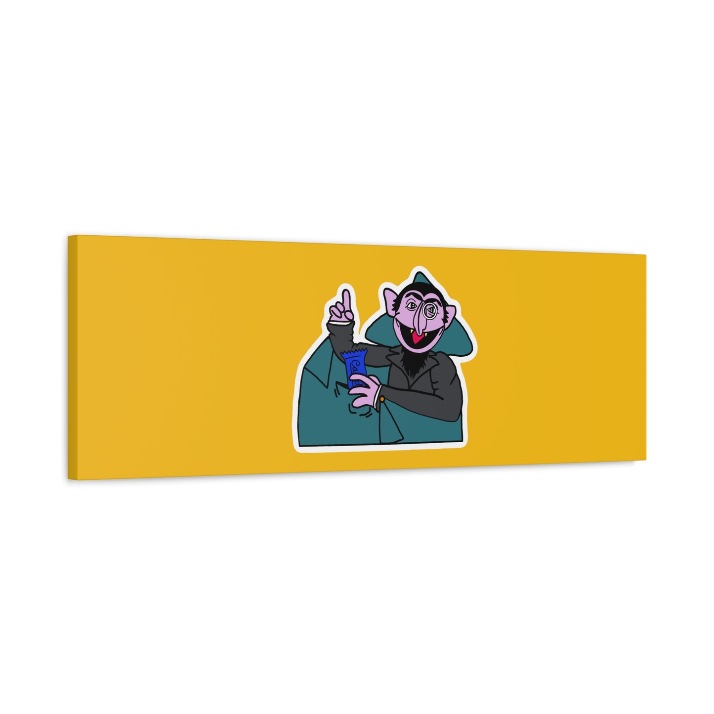 The Count Stealing Candy Canvas Print Yellow - Sesame Street The Count Parody Art