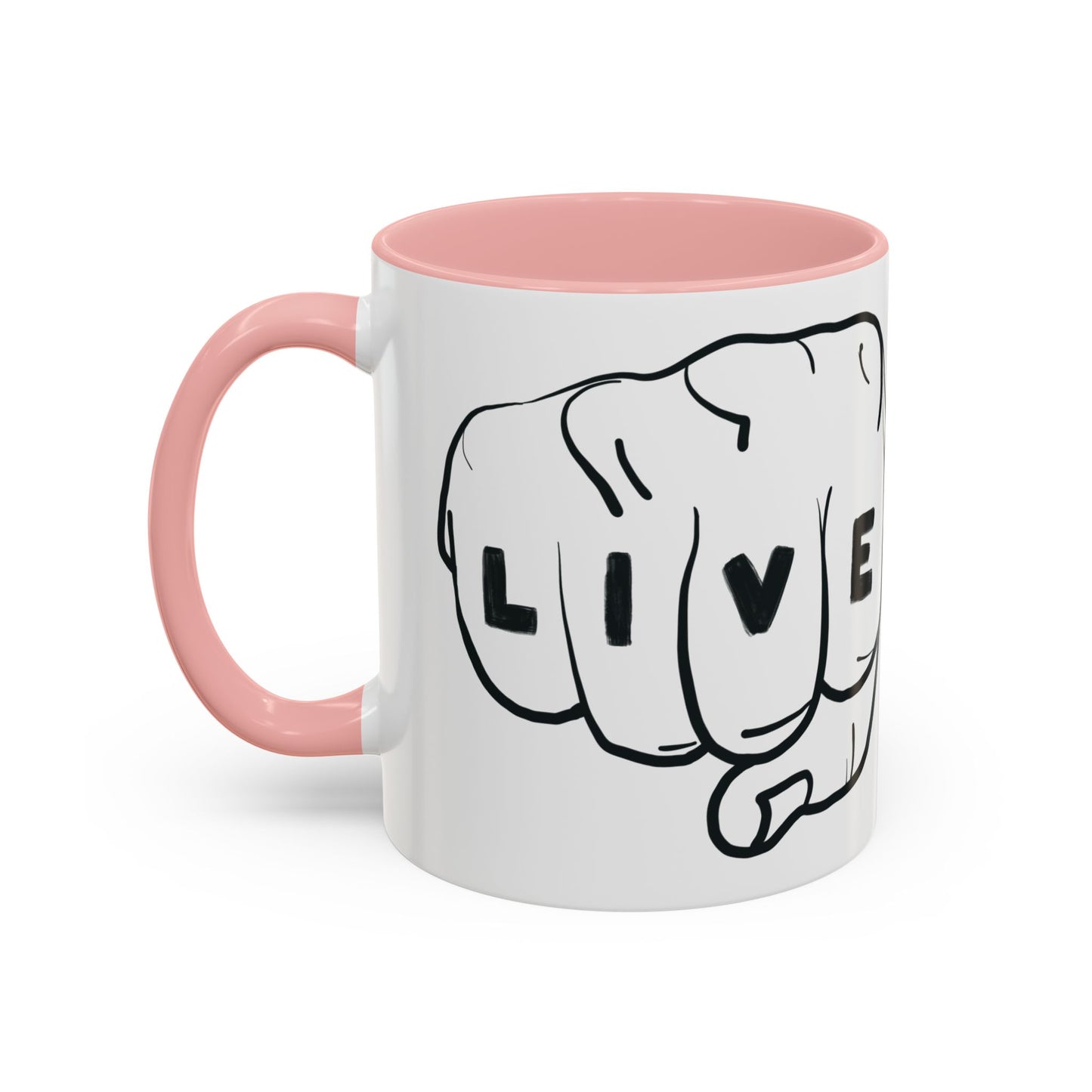 Live Loud Knuckle Tats Tattooed Fists Loudest Accent Mug