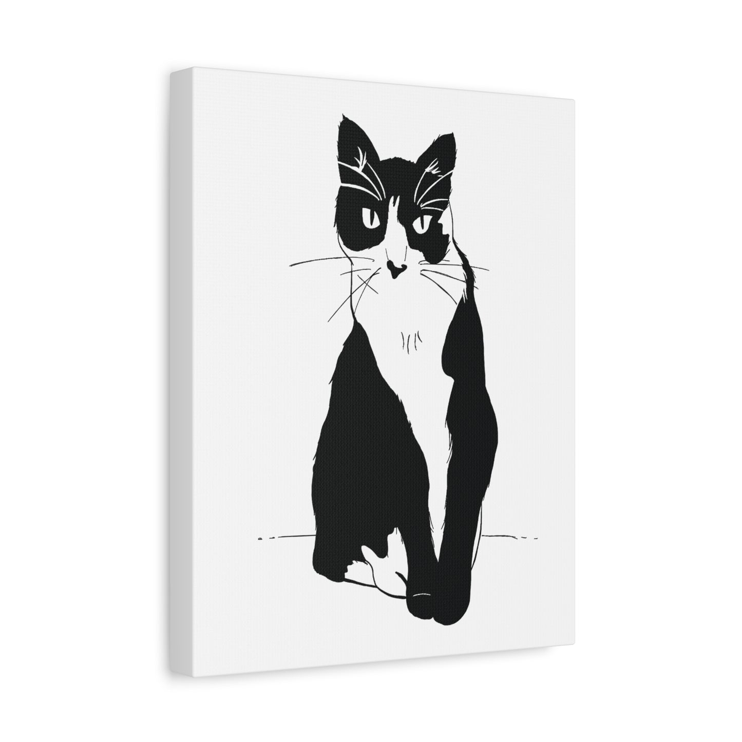 Cat Canvas Print on White (Transparent Style Cat) - Cat Drawing Art