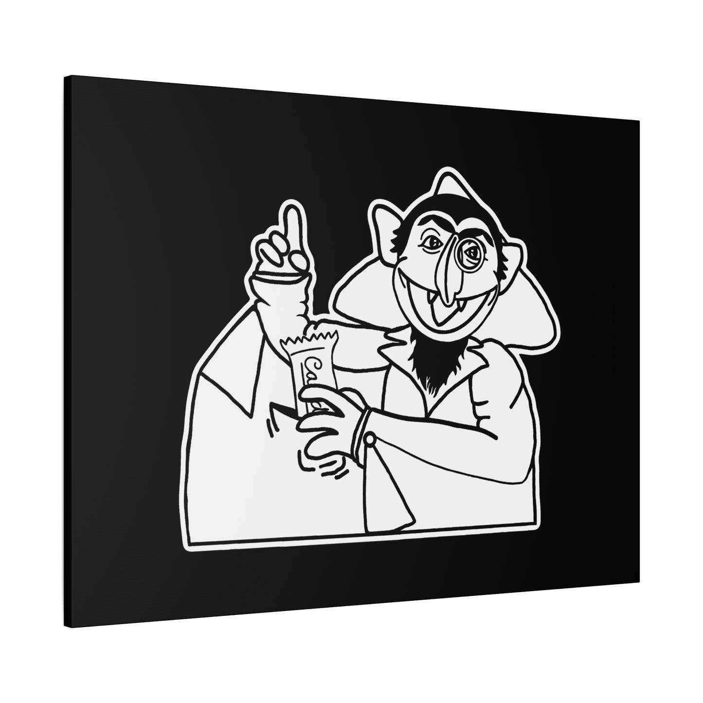 The Count Stealing Candy Outline Canvas Print Black - Sesame Street The Count Parody Canvas Art