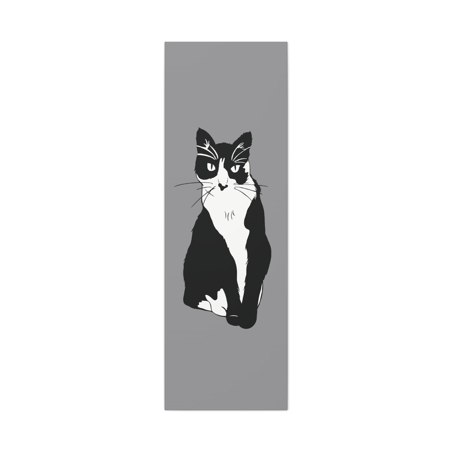 Cat Canvas on Grey (B&W Style Cat) - Cat Drawing Art