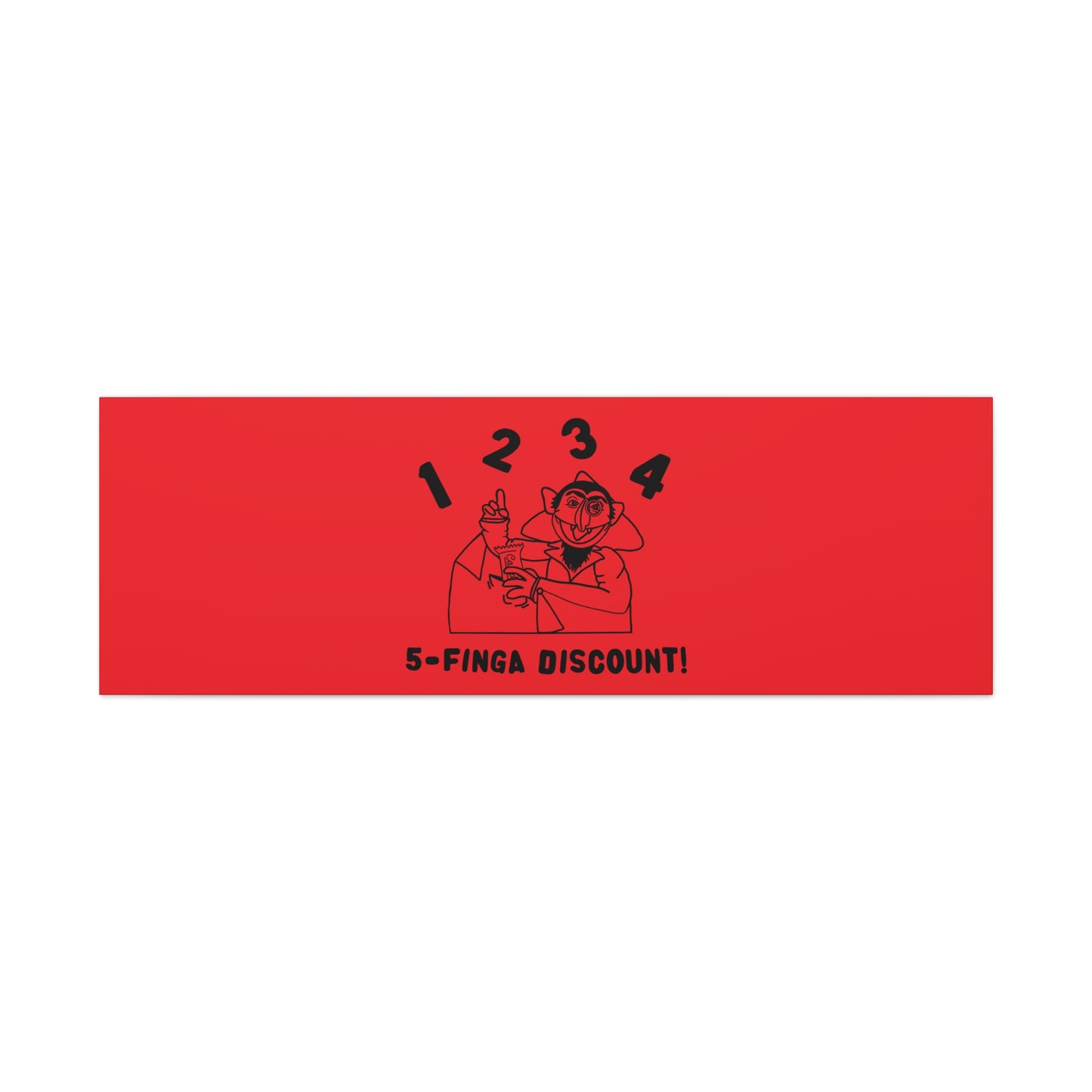 Five Finger Discount Outline Canvas Print Red - Sesame Street The Count Parody Art Print