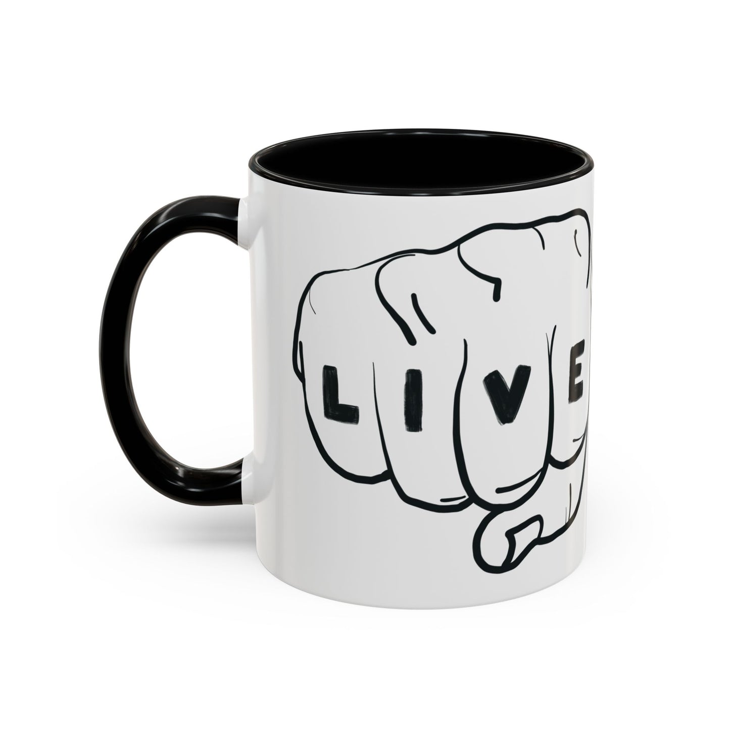 Live Loud Knuckle Tats Tattooed Fists Loudest Accent Mug