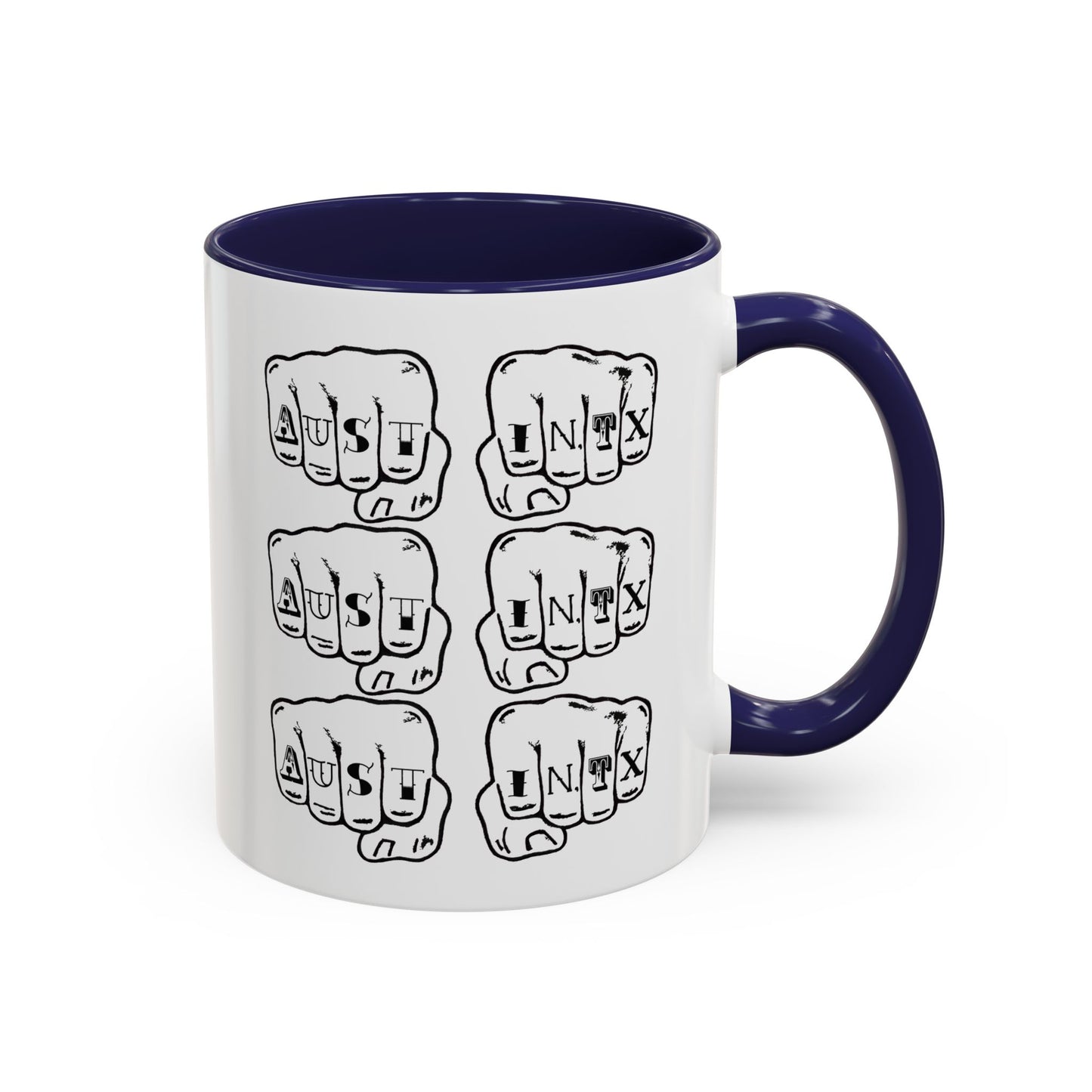 Austin Knuckle Tats Tattooed Fists Accent Mug Fists Stack Edition