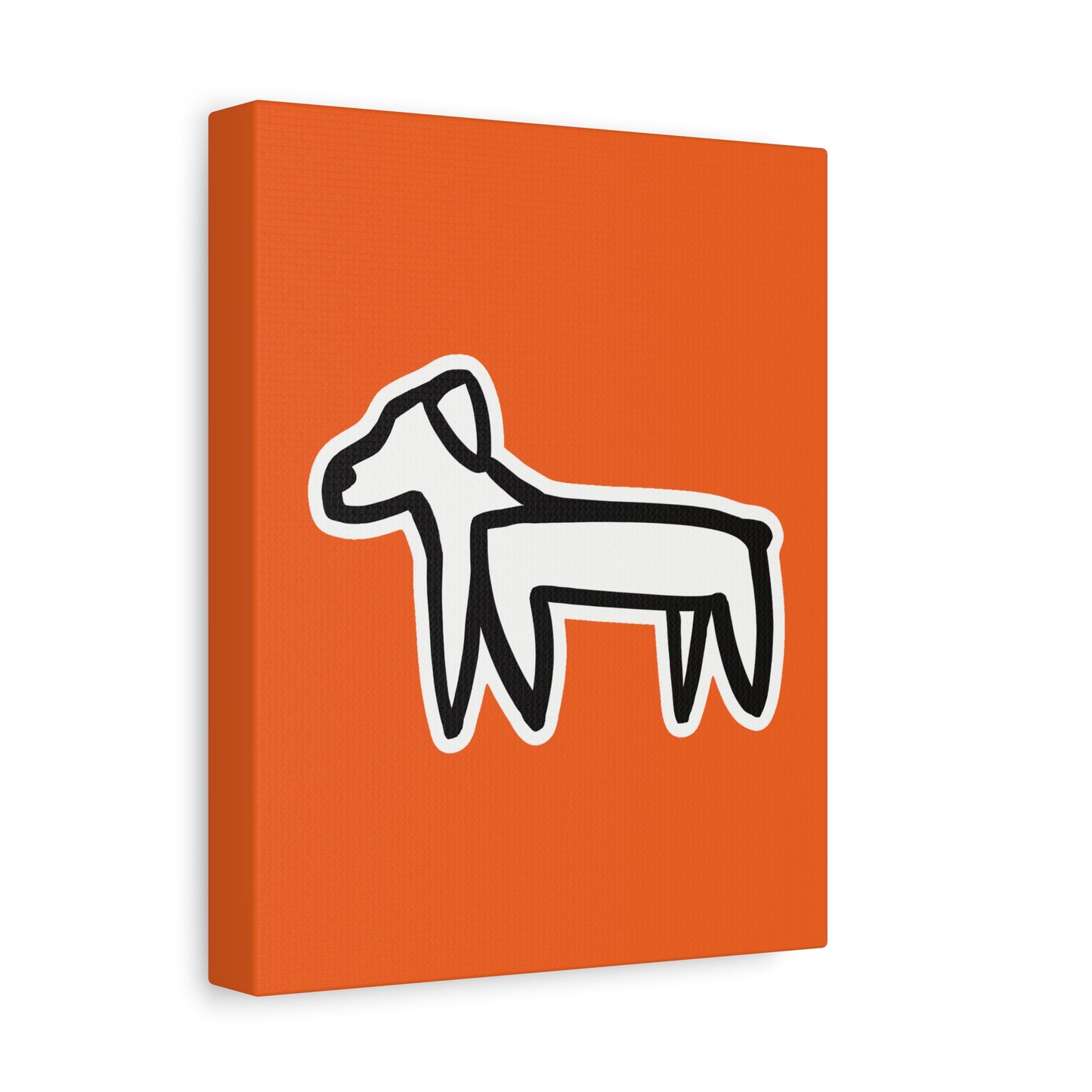 Dog Canvas Print on Orange (Sticker Style White Dog) - Dog Art Print