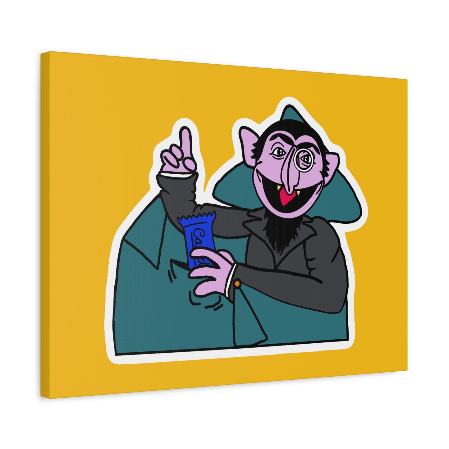 The Count Stealing Candy Canvas Print Yellow - Sesame Street The Count Parody Art