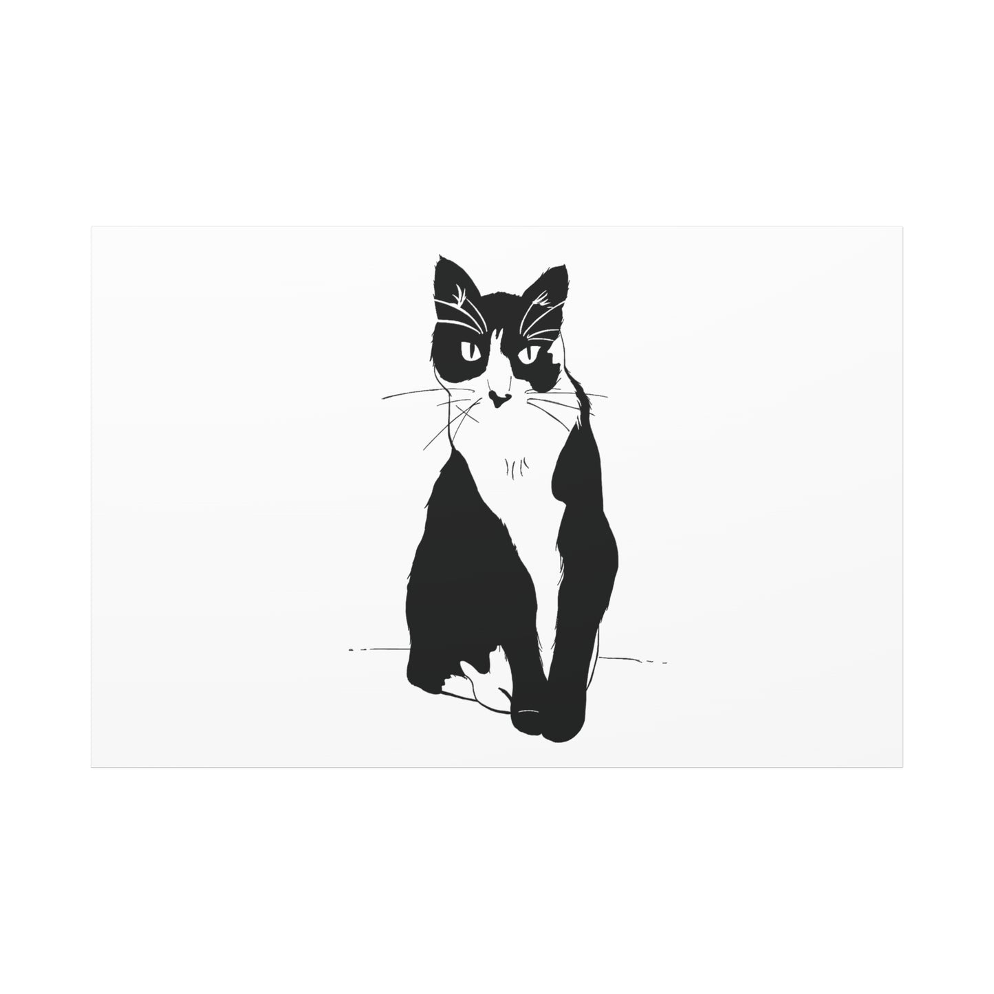 Cat Canvas Print on White (Transparent Style Cat) - Cat Drawing Art
