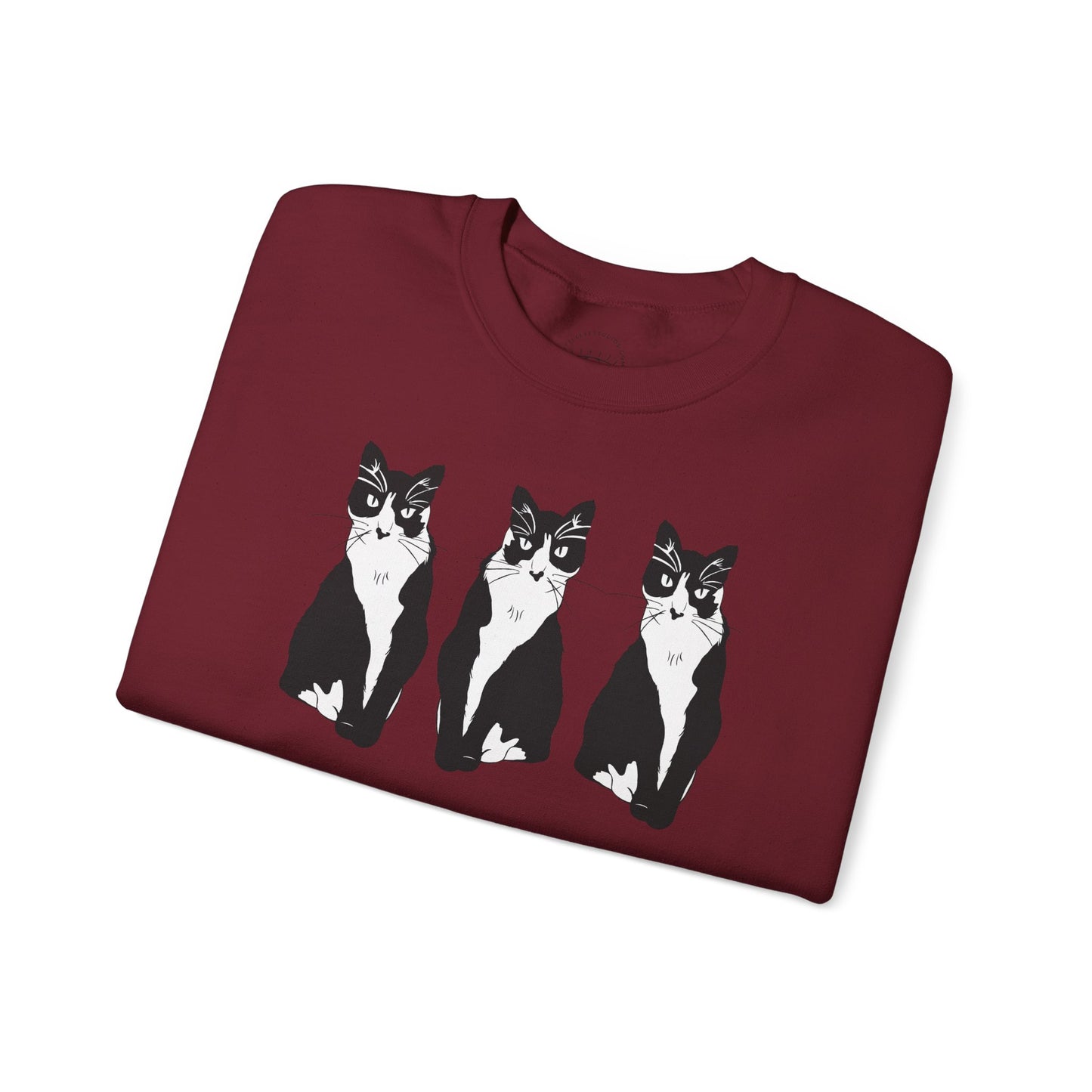 Cat x3 Sweatshirt (B&W Style Cat) - Cat Drawing Sweatshirt