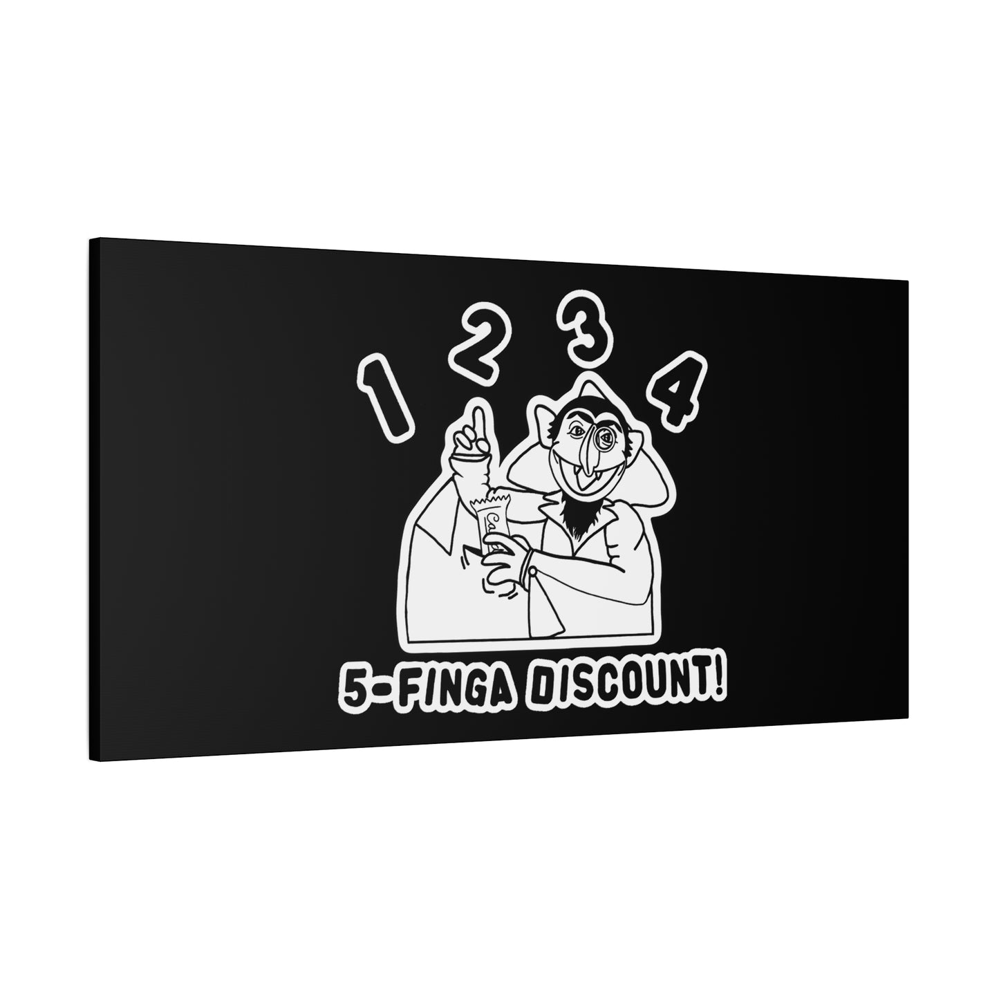 Five Finger Discount Outline Canvas Print Black - Sesame Street The Count Parody Art Print