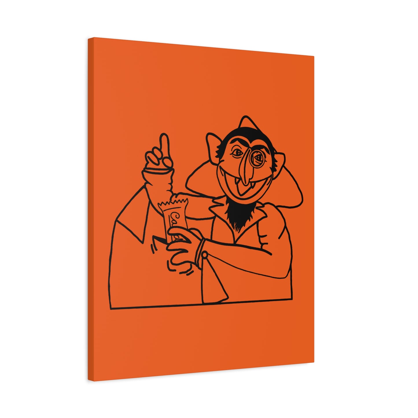 The Count Stealing Candy Outline Canvas Print Orange - Sesame Street The Count Parody Art Print