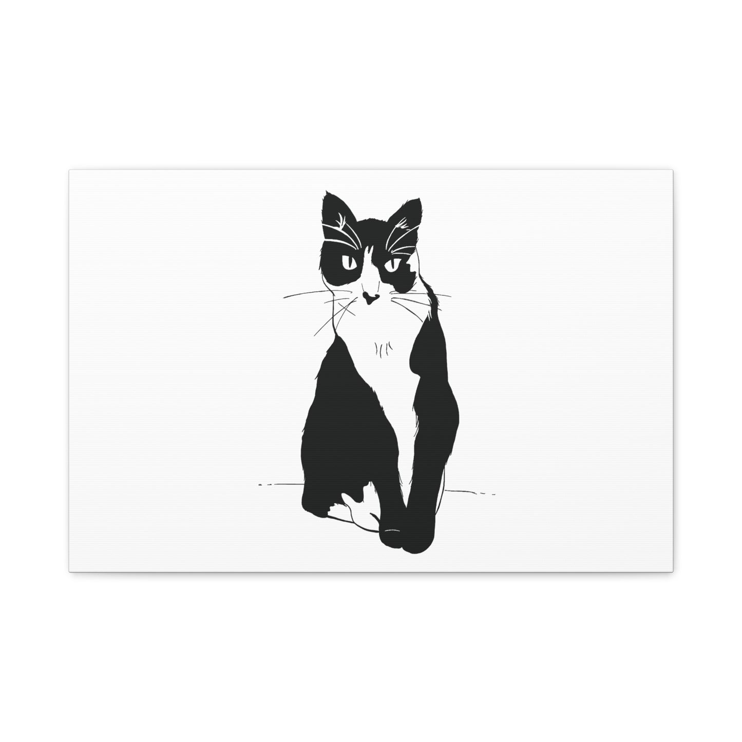 Cat Canvas Print on White (Transparent Style Cat) - Cat Drawing Art