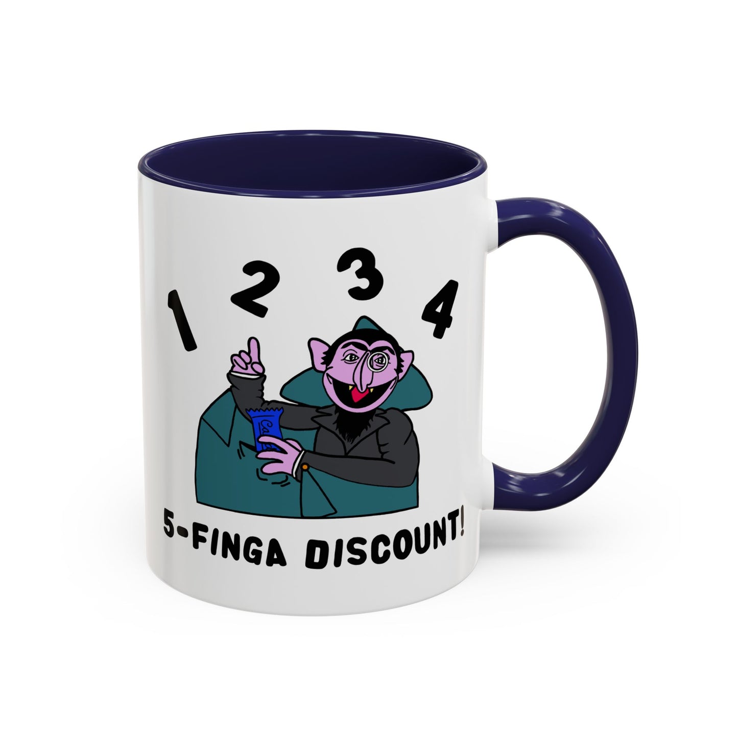 Five Finger Discount Accent Coffee Mug - Sesame Street The Count Parody Coffee Mug