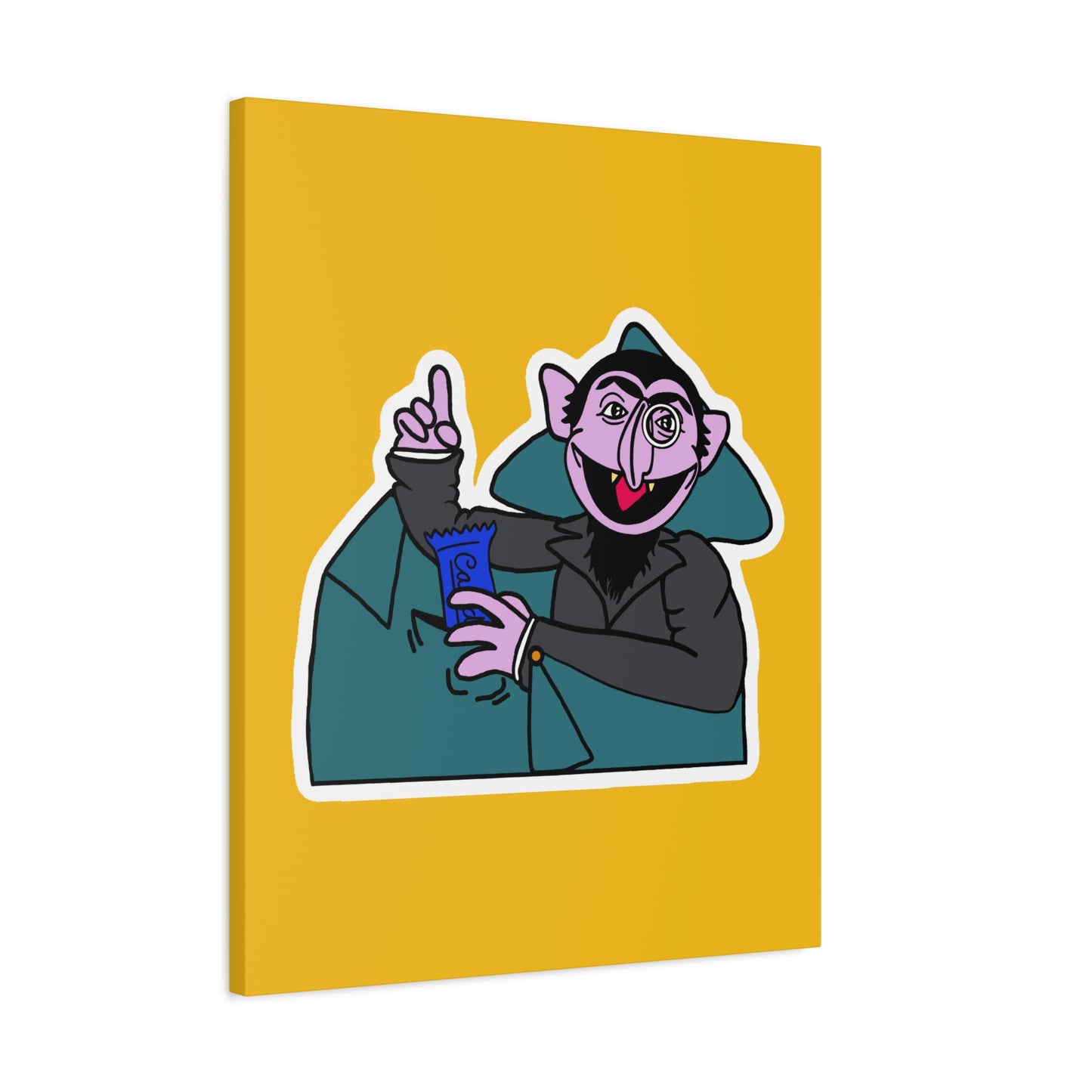 The Count Stealing Candy Canvas Print Yellow - Sesame Street The Count Parody Art