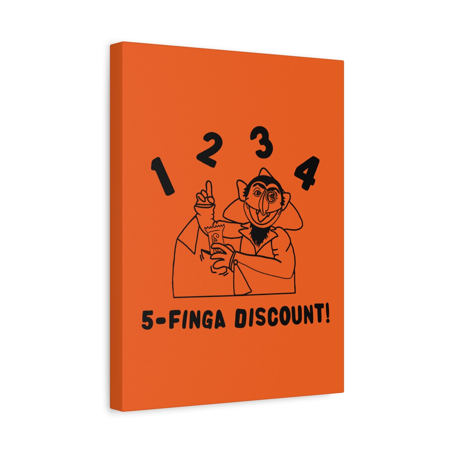 Five Finger Discount Outline Canvas Print Orange - Sesame Street The Count Parody Art Print