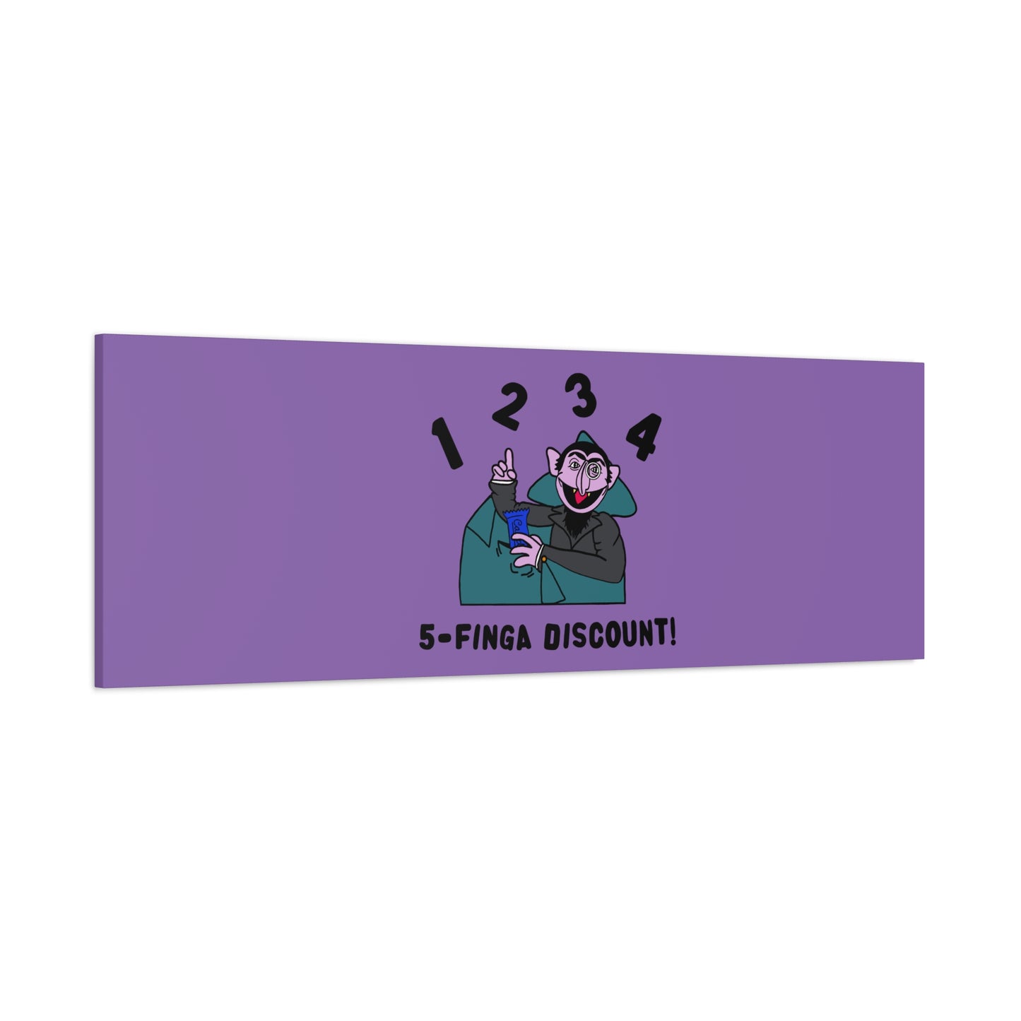 Five Finger Discount Canvas Print Light Purple - Sesame Street The Count Parody Art Print