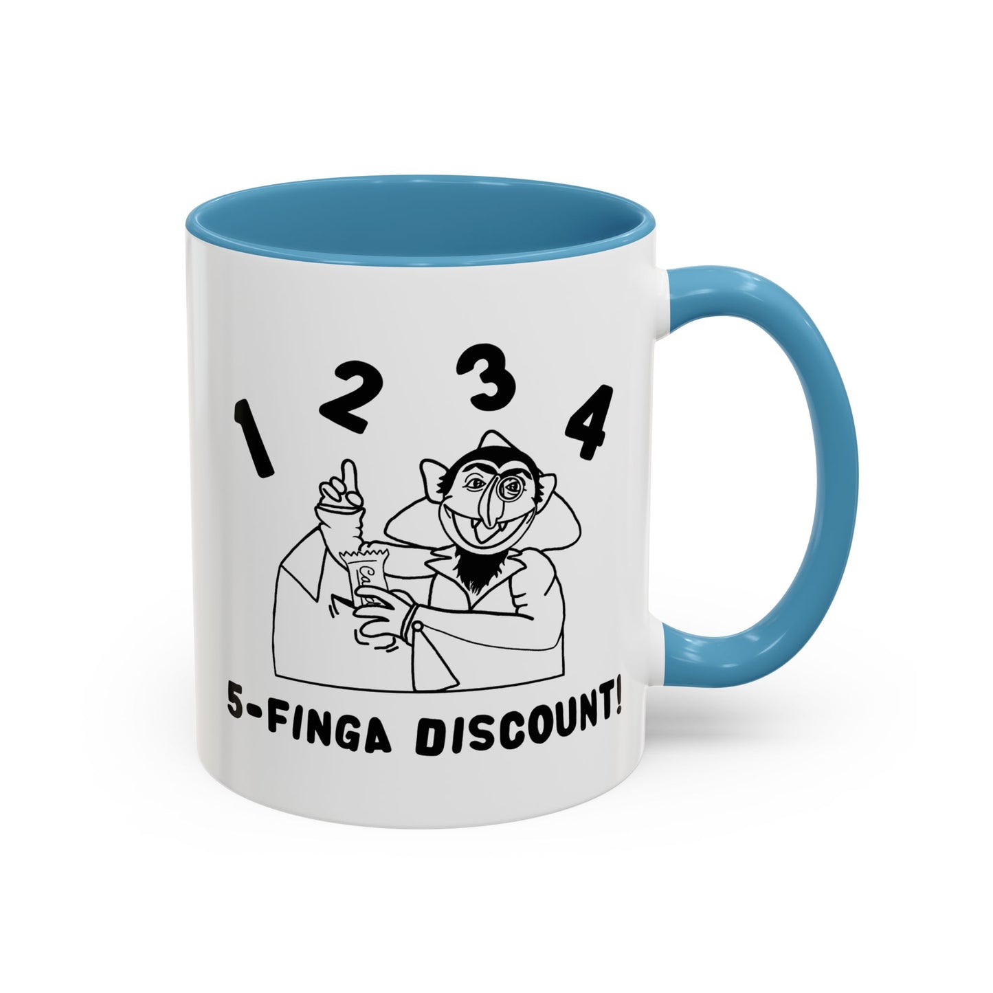 Five Finger Discount Outline Mug - Sesame Street The Count Parody Coffee Mug