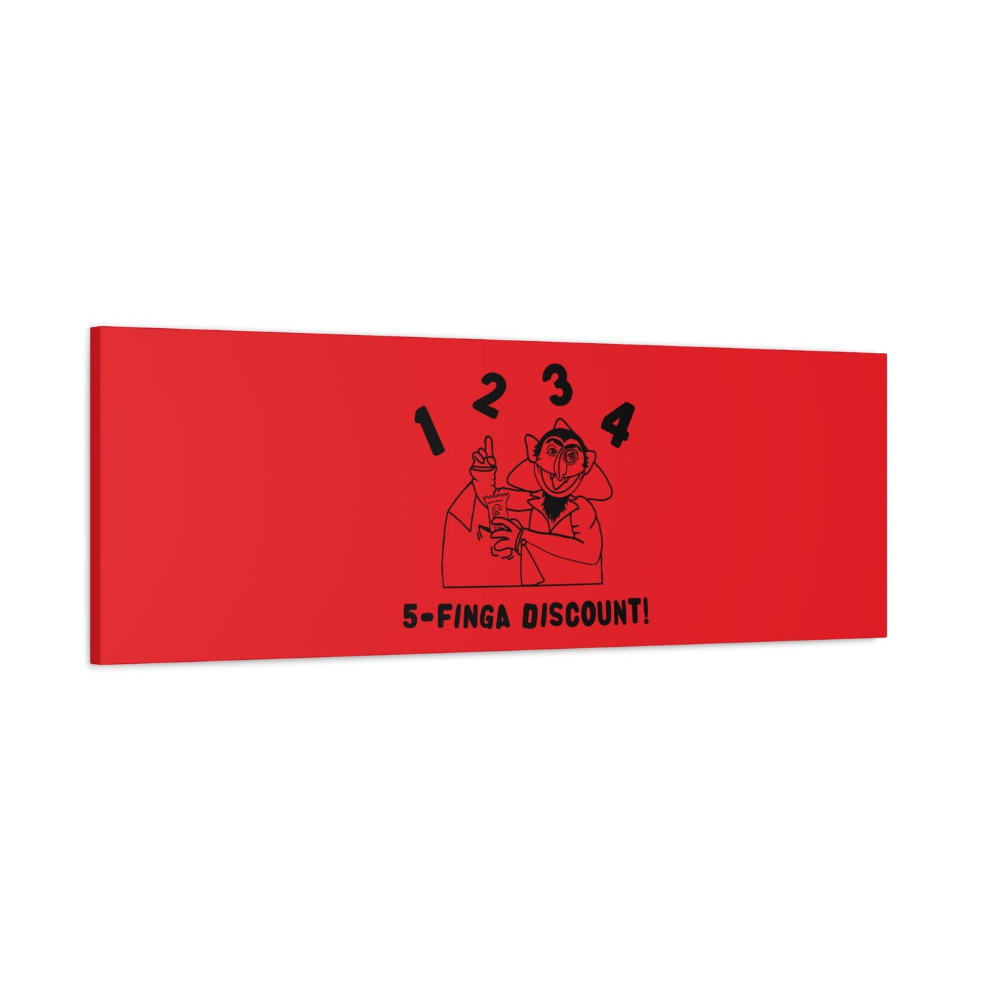 Five Finger Discount Outline Canvas Print Red - Sesame Street The Count Parody Art Print