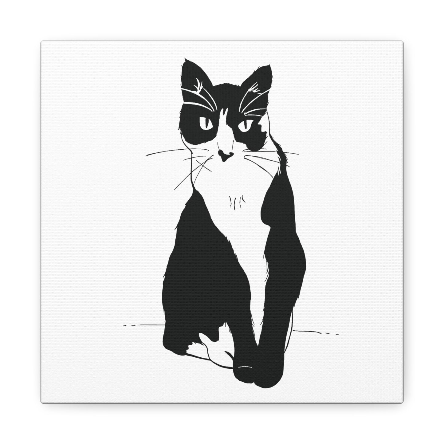 Cat Canvas Print on White (Transparent Style Cat) - Cat Drawing Art