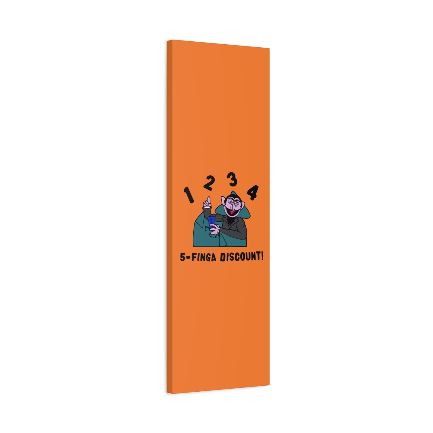 Five Finger Discount Canvas Print Light Orange - Sesame Street The Count Parody Art Print