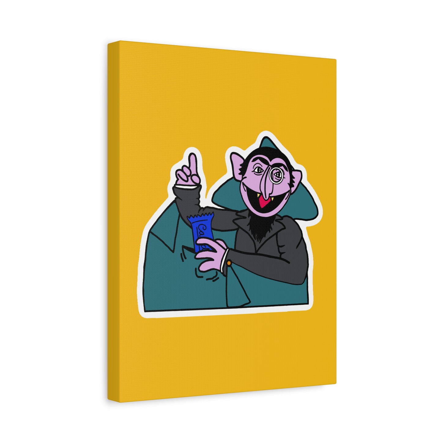 The Count Stealing Candy Canvas Print Yellow - Sesame Street The Count Parody Art