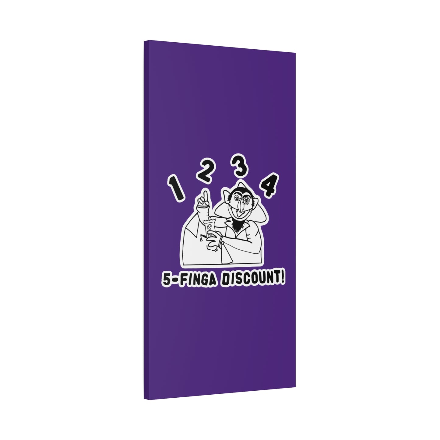 Five Finger Discount Outline Canvas Print Purple - Sesame Street The Count Parody Art Print