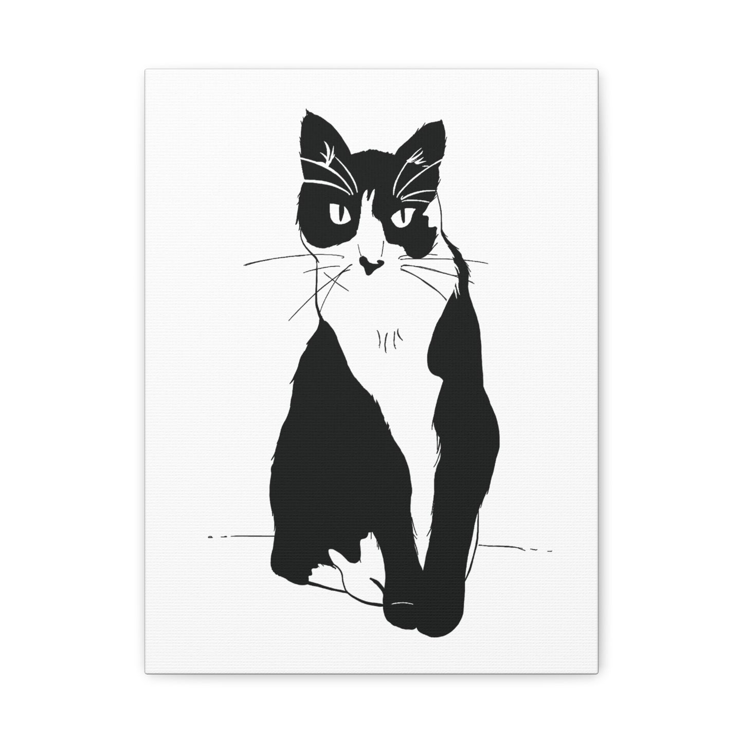 Cat Canvas Print on White (Transparent Style Cat) - Cat Drawing Art