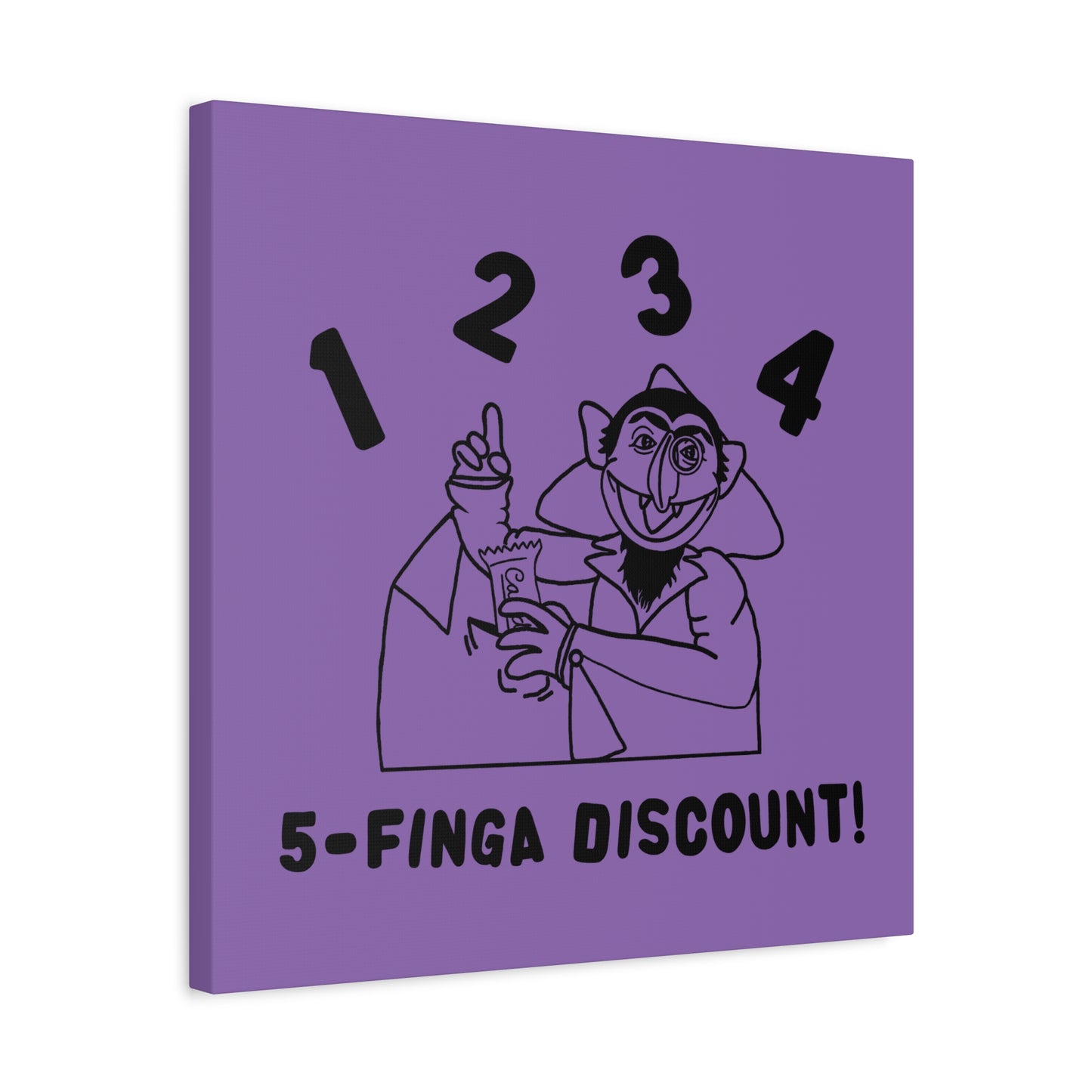 Five Finger Discount Outline Canvas Print Light Purple - Sesame Street The Count Parody Art Print