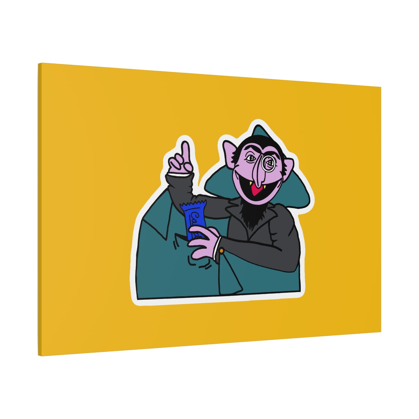 The Count Stealing Candy Canvas Print Yellow - Sesame Street The Count Parody Art
