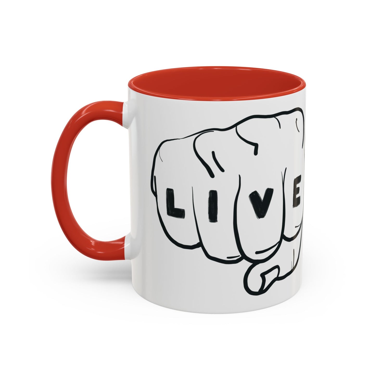 Live Loud Knuckle Tats Tattooed Fists Loudest Accent Mug